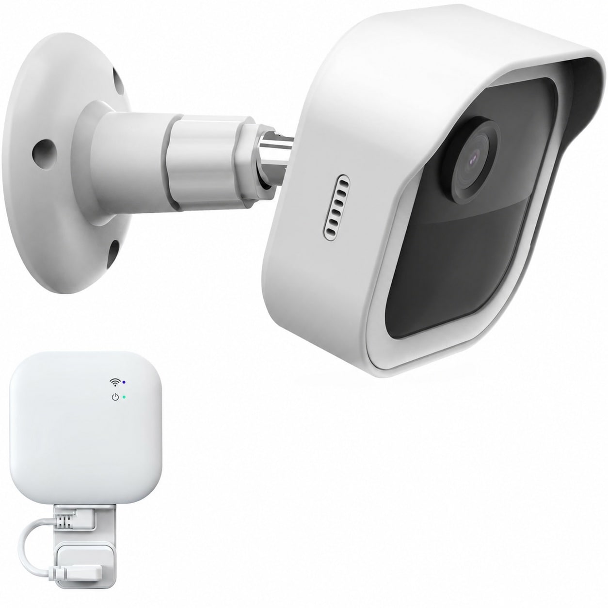 AOIZGMY  Outdoor Security Camera Wall Mount Weatherproof Protective Cover 360 Degree Adjustable Mount with Sync Module Outlet Mount White 1 pack