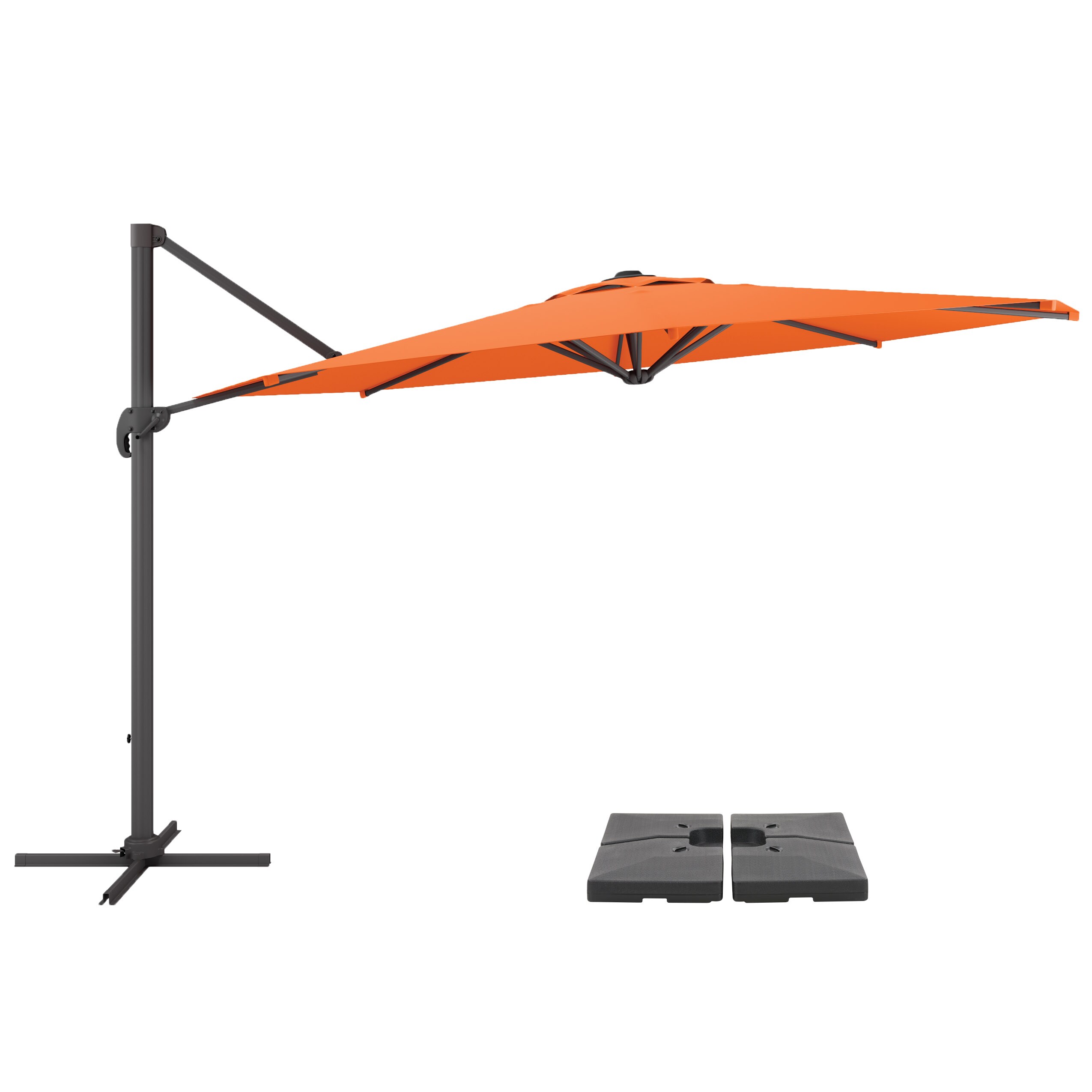 CorLiving PPU-501-Z1 11.5-ft Aluminum Orange Slide-tilt Offset Patio Umbrella with Base