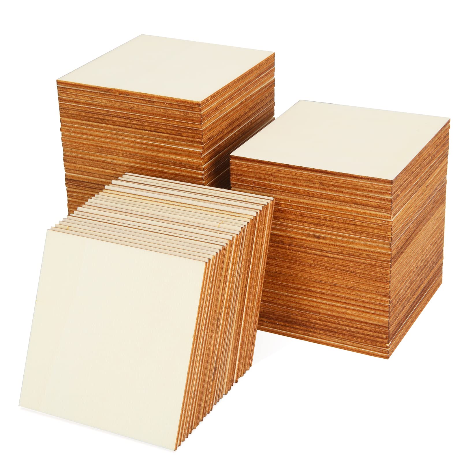 Aoibox  3 x 3 in Unfinished Basswood Plywood Sheets 1 8 in Thick for Crafts Painting and Engraving