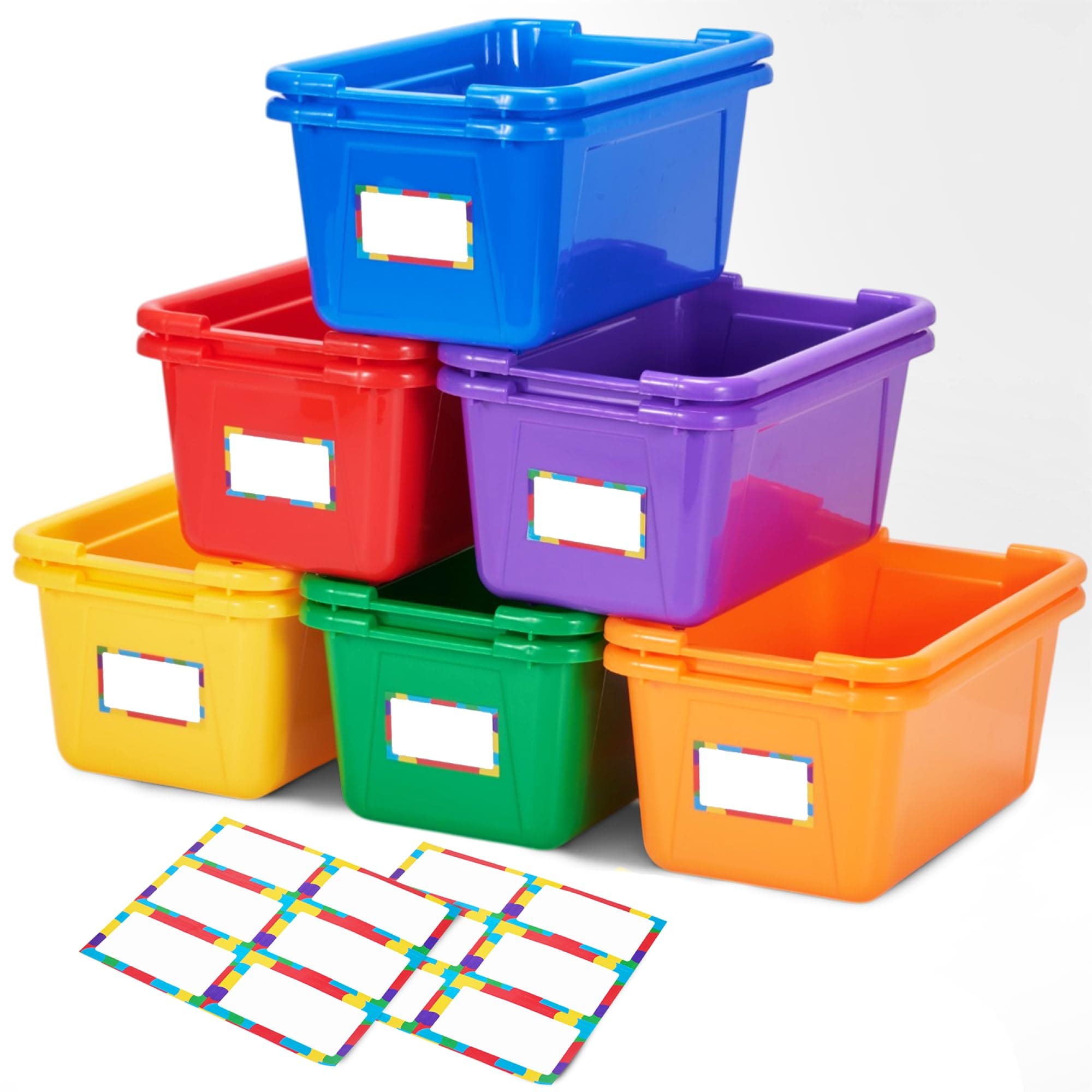 WZKZLH Colorful Without Lid 12 Pack tackable Plastic Storage Bins With Lids Kid Friendly Secure Latches Clear View Stackable Organizer
