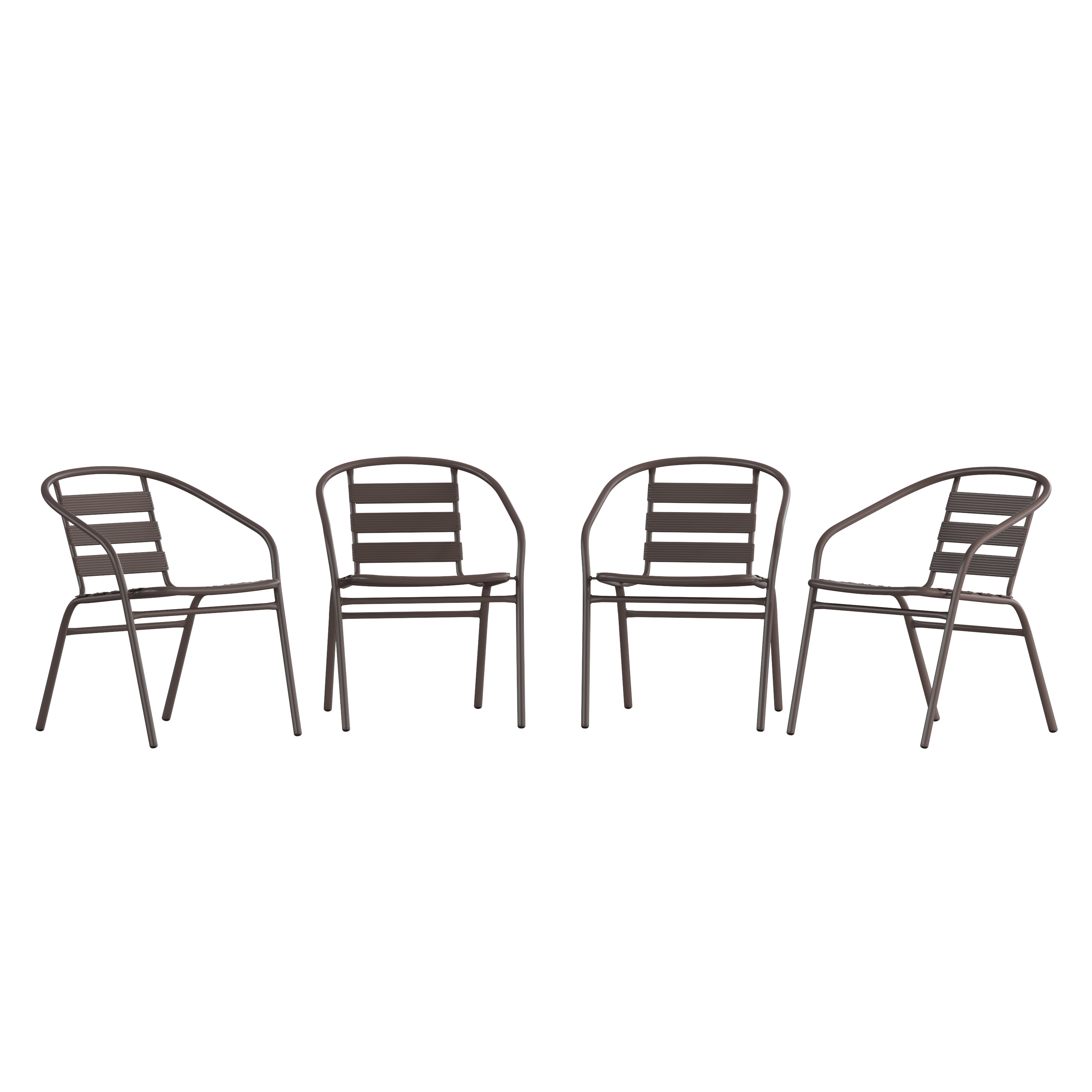 Flash Furniture 196861116728 Lila Set of 4 Bronze Metal Restaurant Stack Chairs with Metal Slats