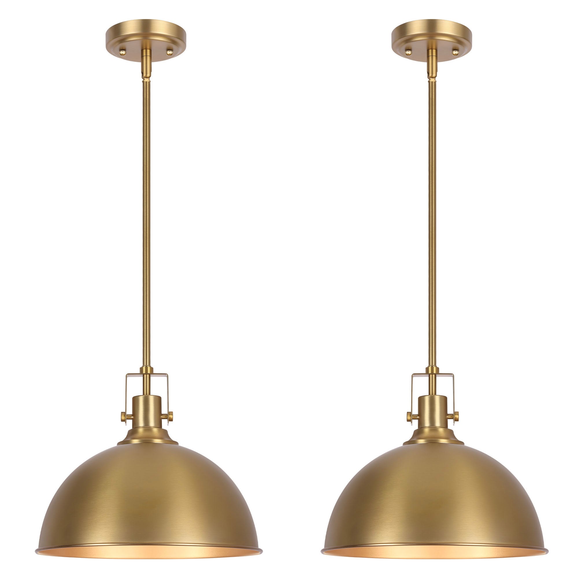 LamQee 13-in Modern Industrial 1-Light Dome Metal Pendant Light Gold for Kitchen Island