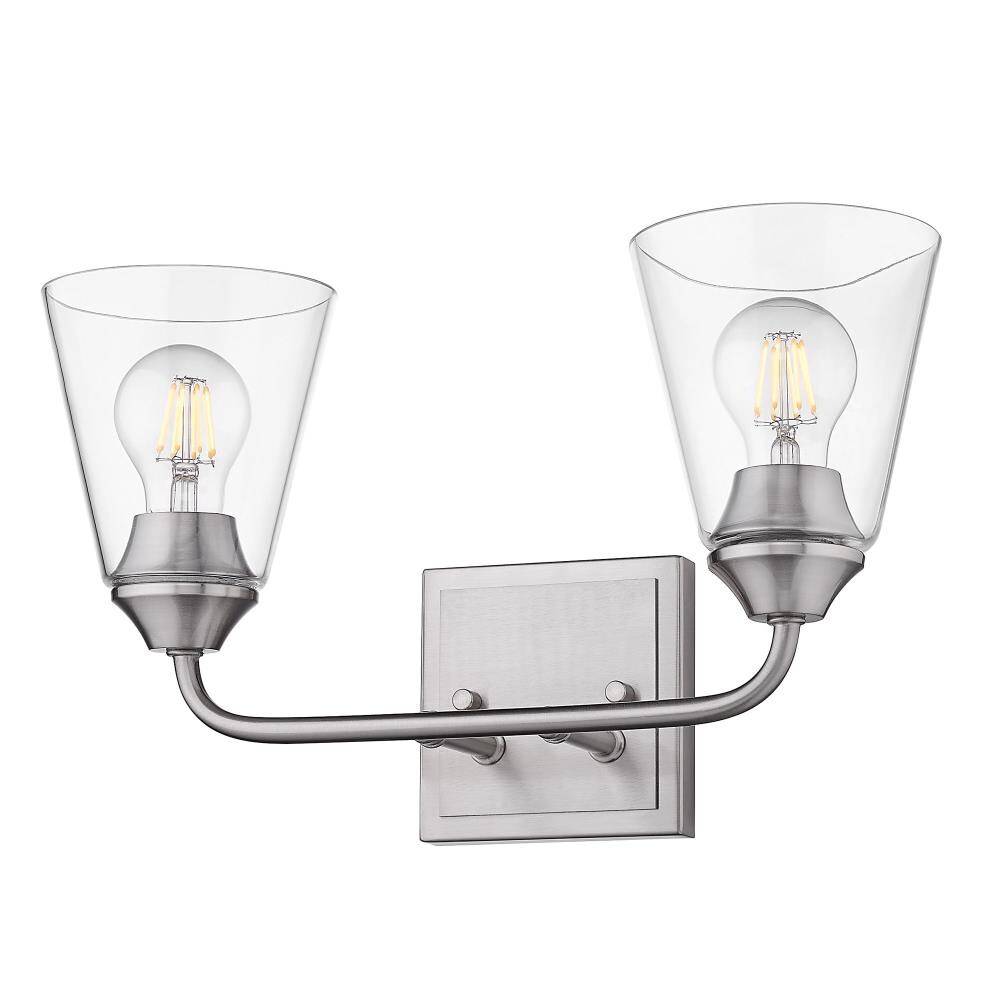 Golden Lighting 2120-BA2 PW-CONE-CLR Ormond 2-Light Pewter Transitional Vanity Light
