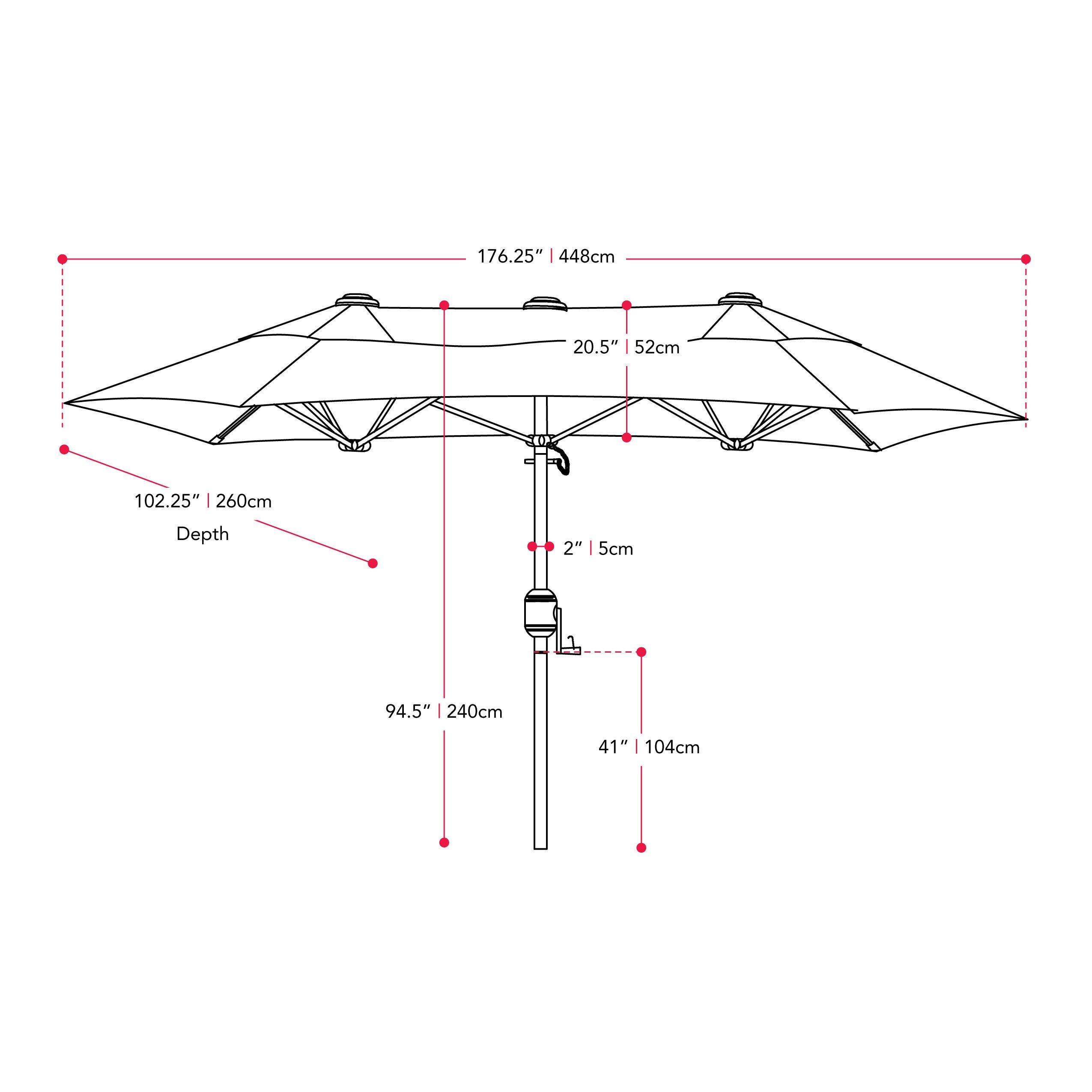 CorLiving 15ft Steel Rectangular Notilt Market Patio Umbrella in the