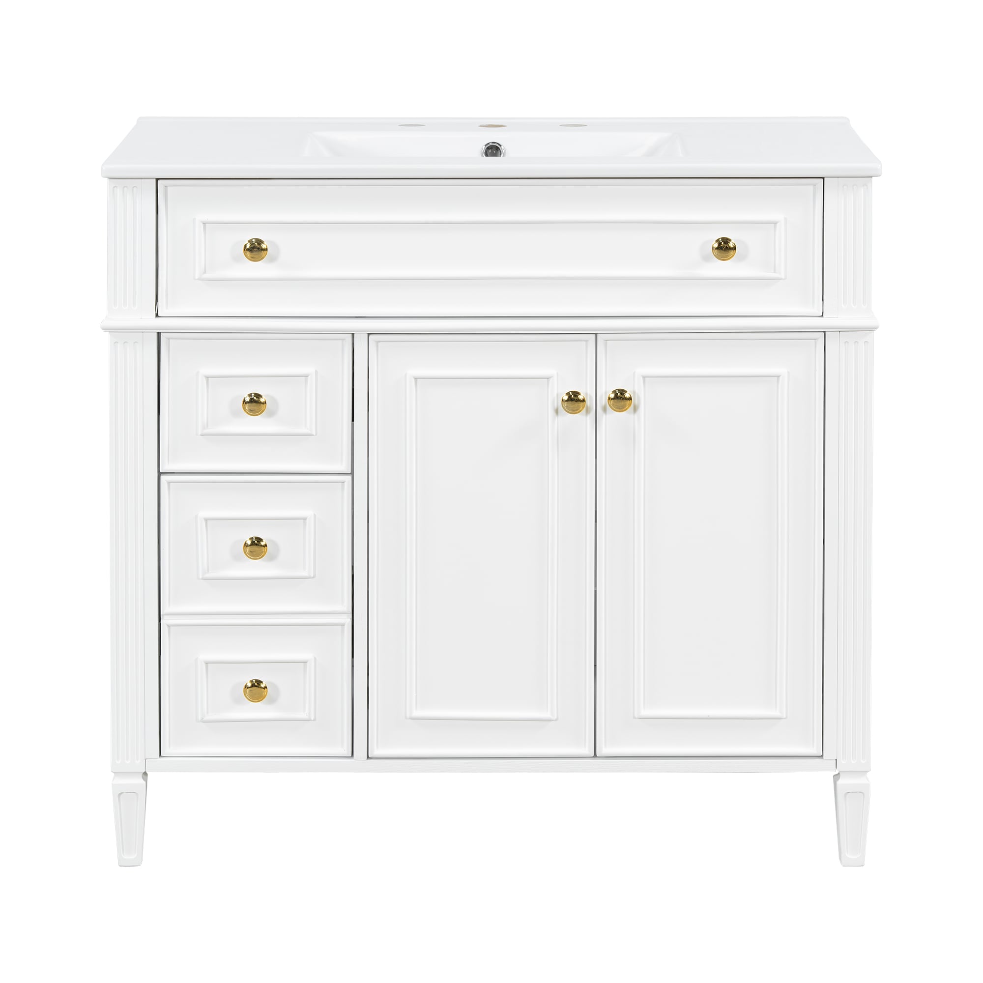 Ayelon Requires assembly 36-in White Undermount Single Sink Bathroom Vanity with White Ceramic Top