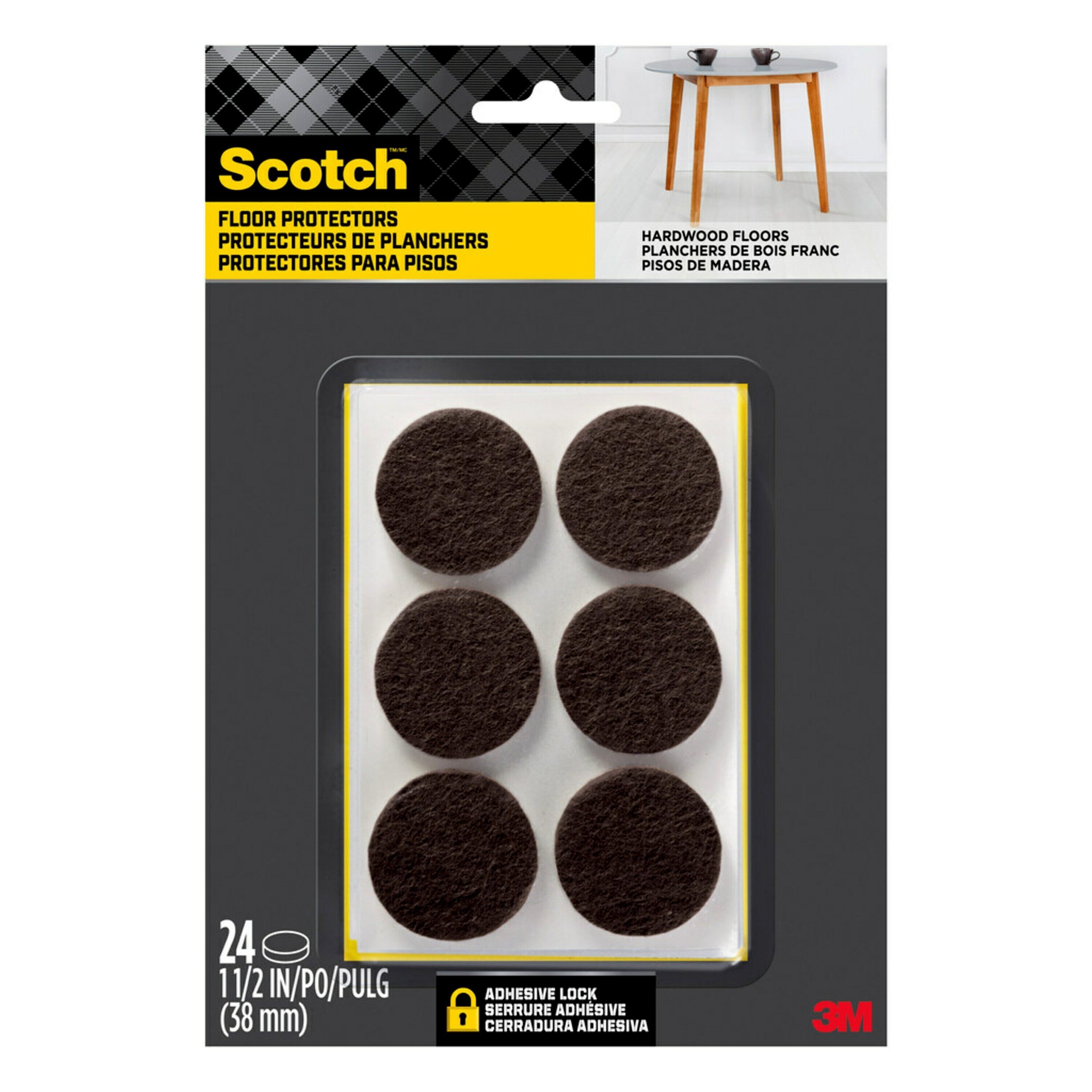 Scotch SP824-NA 24 -Pack 1-1/2-in Brown Round Felt furniture pads