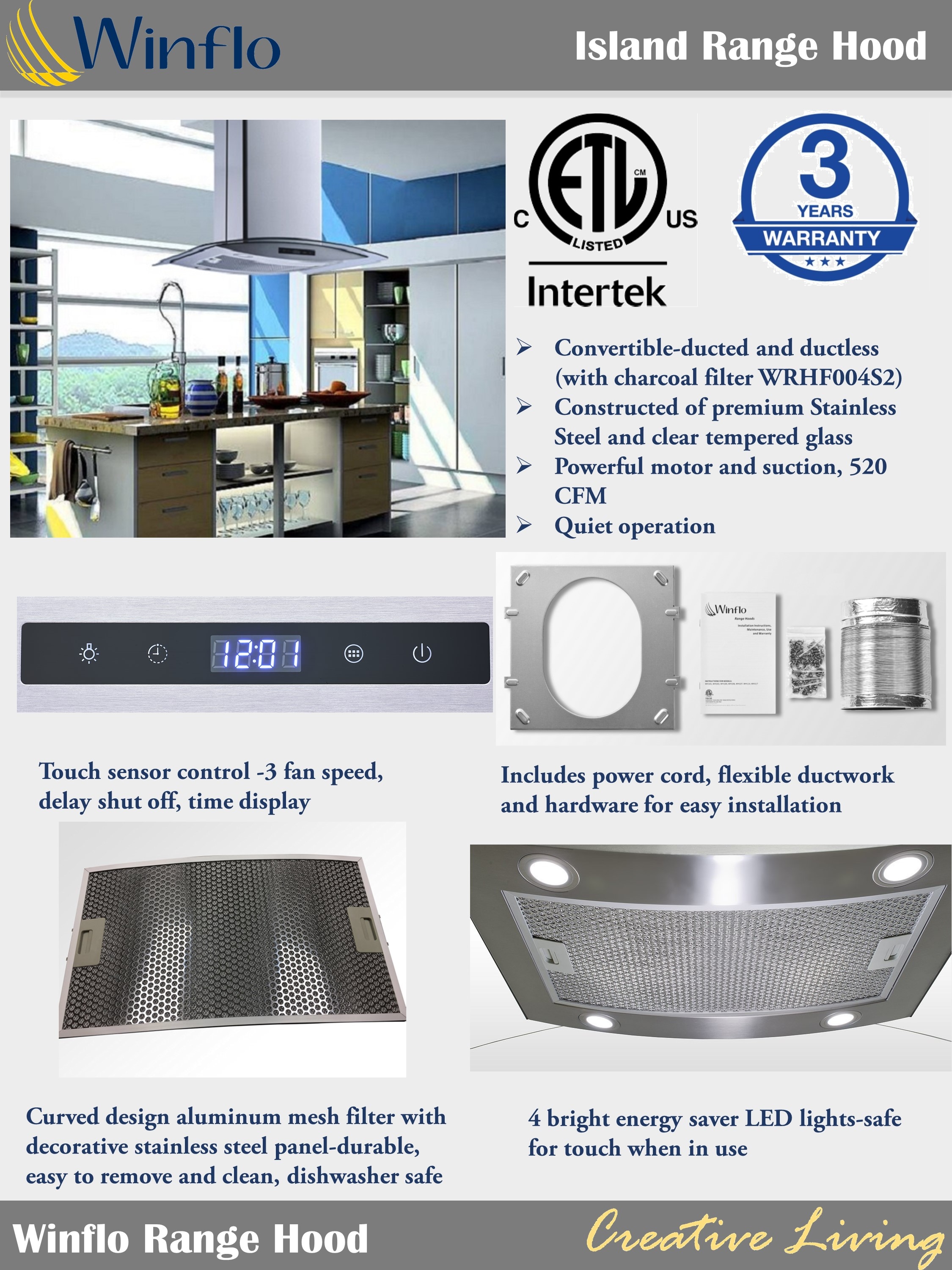 Winflo LRI02B30C Island-Range-Hoods - View #5
