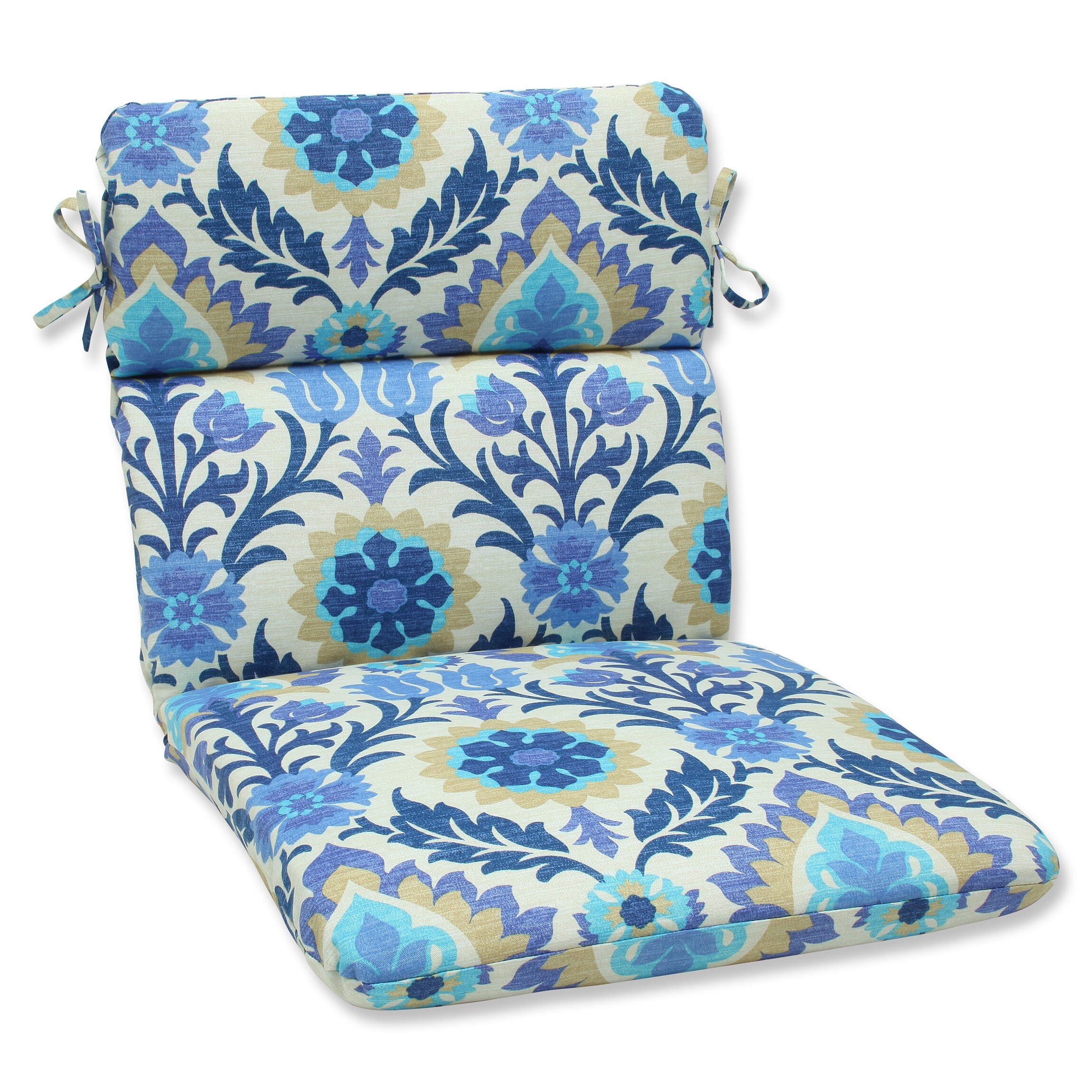 Pillow Perfect 541815 Santa Maria Azure 40.5-in x 21-in Blue Patio chair cushion