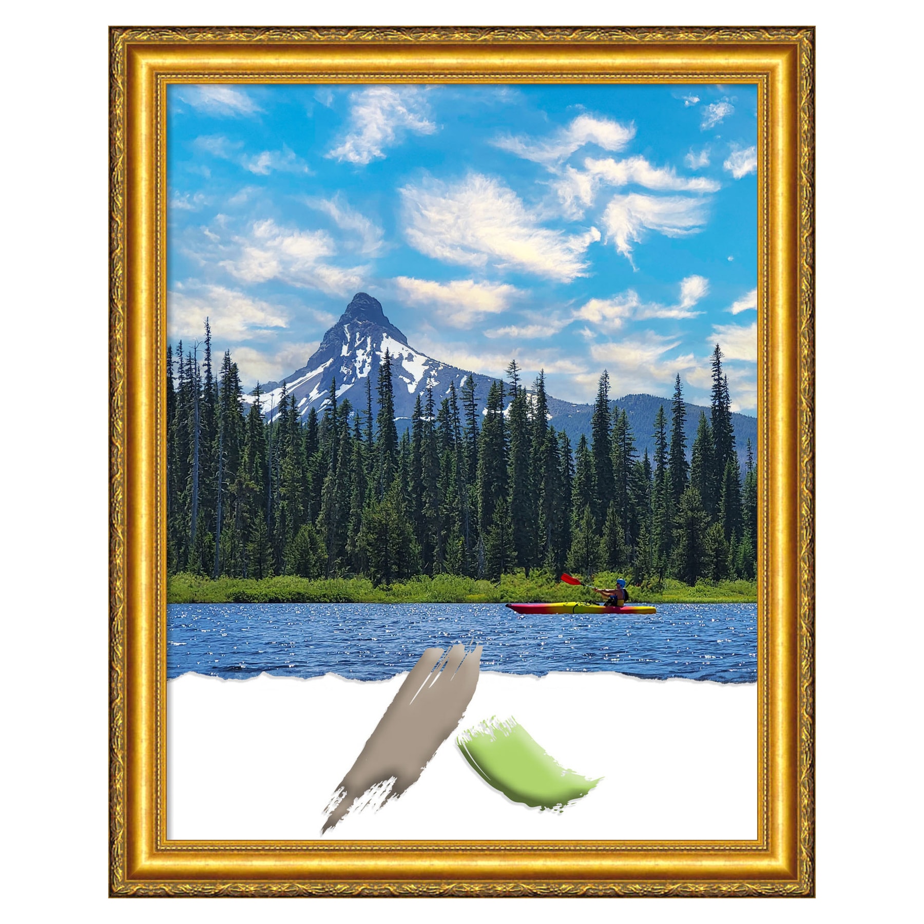 Amanti Art A17008298102 Colonial Embossed Gold Wood ( 22-in x 28-in ) Picture frame