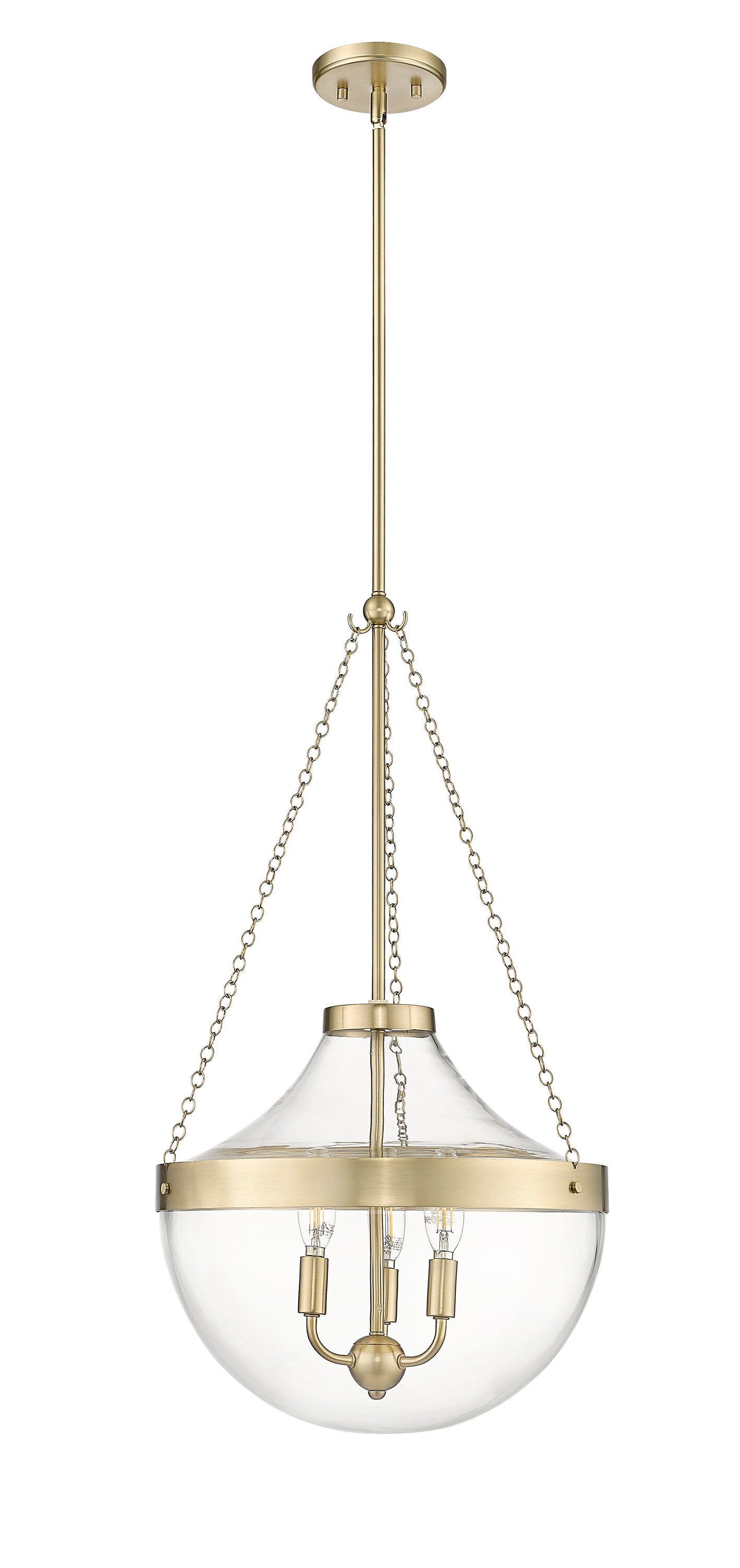Millennium Lighting 20103-MG Clarra 3 -Light Modern Gold Modern/contemporary Clear glass Cylinder Medium Hanging Pendant light