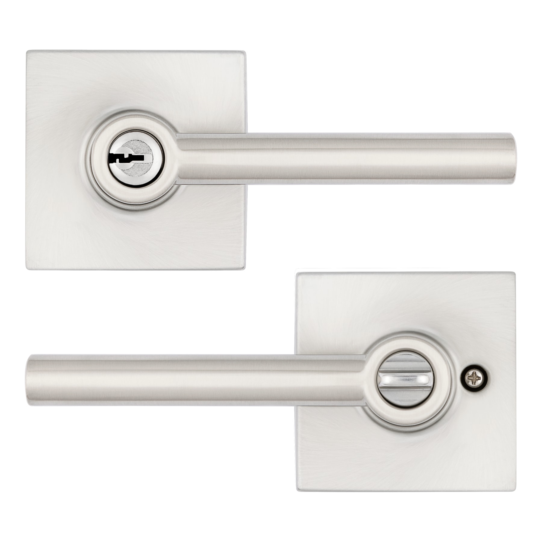 RELIABILT Baron Satin Nickel Exterior Keyed Entry Door Knob in the