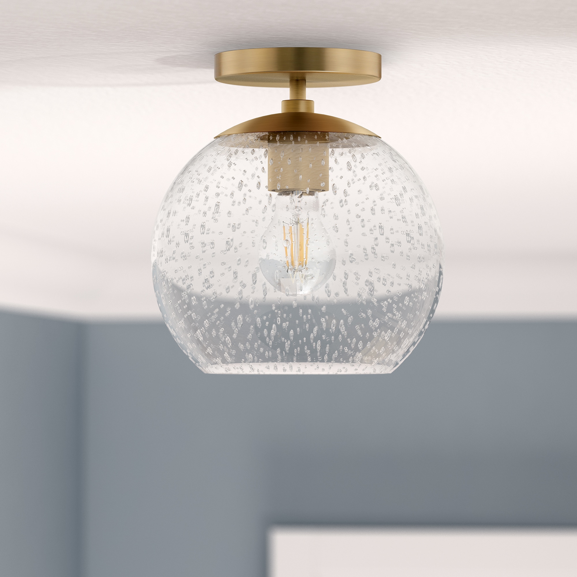 Hailey Home SF0789 Bartlett 1.0 -Light 9.0-in Brushed Brass Integrated LED Semi Flush Mount Light
