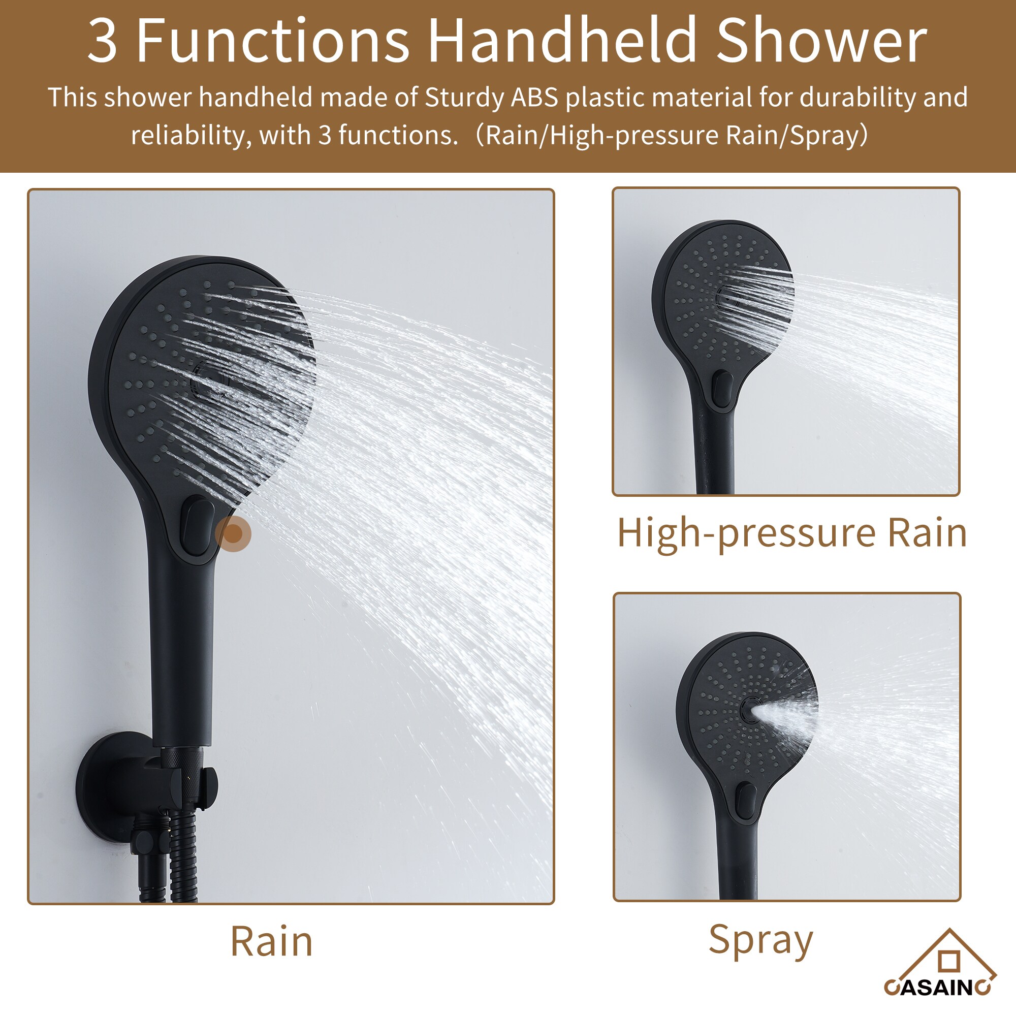 Matte Black Stainless Steel Rain and Pulse Shower System