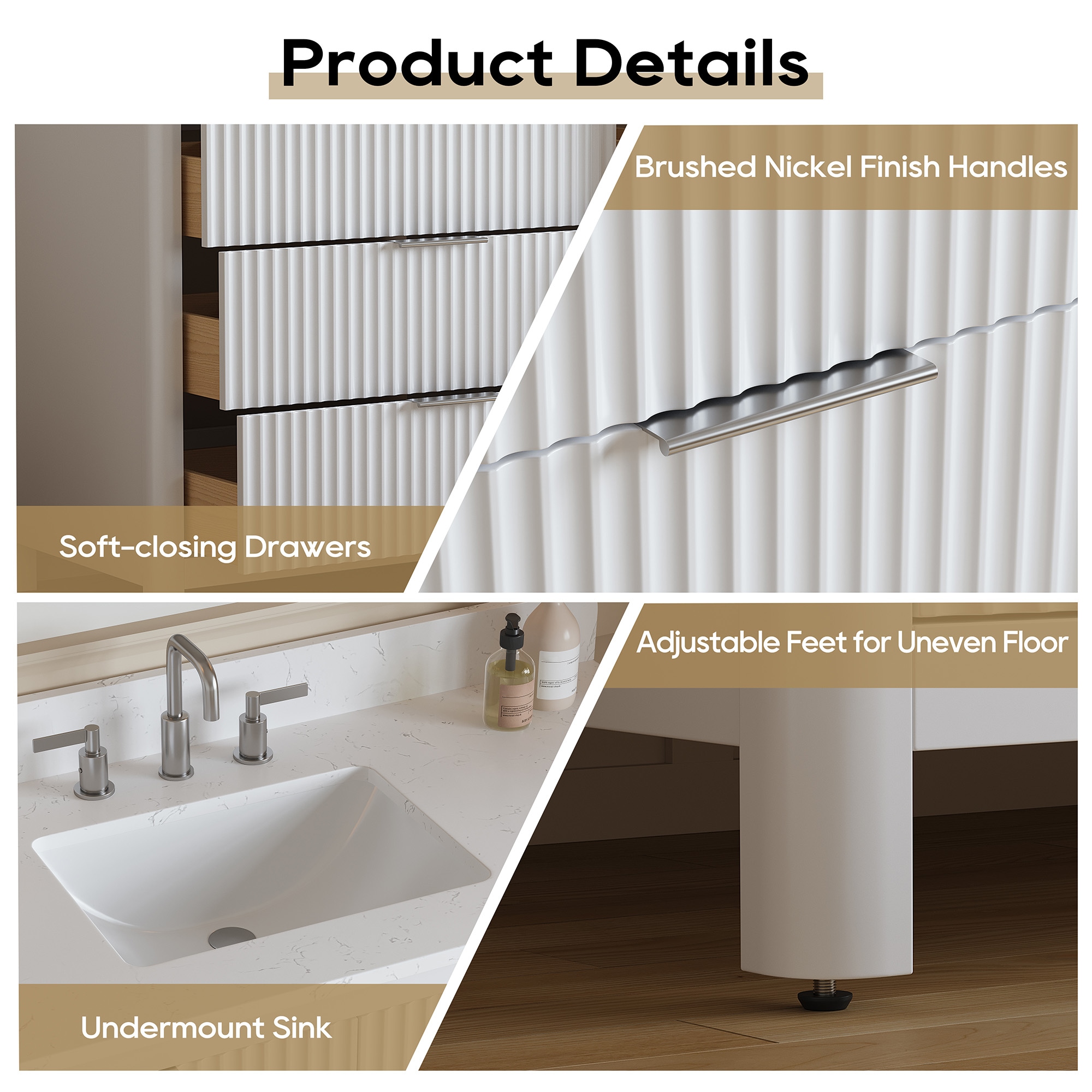 DELUXE LIVING V24001-60WT Bath-Vanity-Combo - View #8