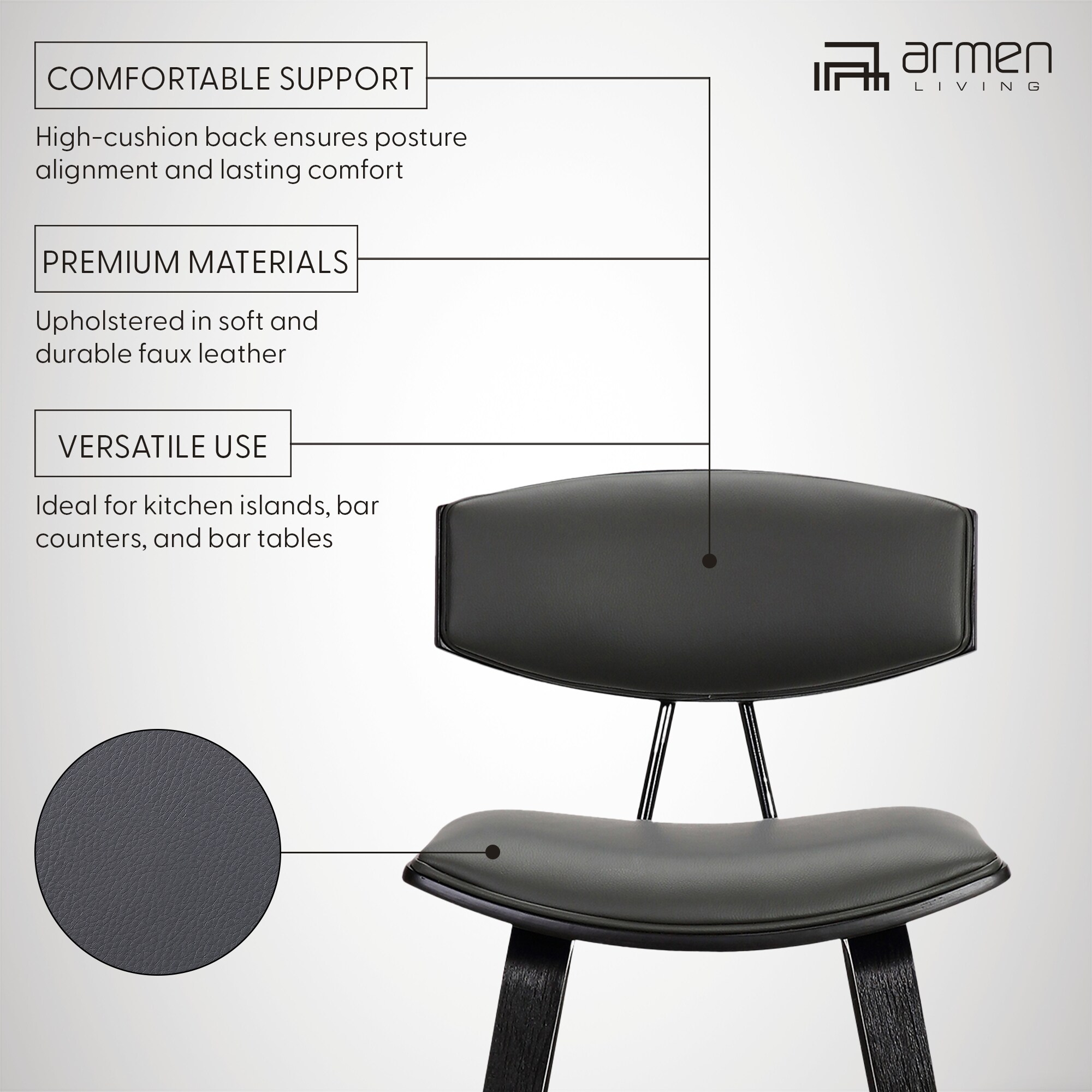 Armen Living LCFOBABLGR30 stools - View #8