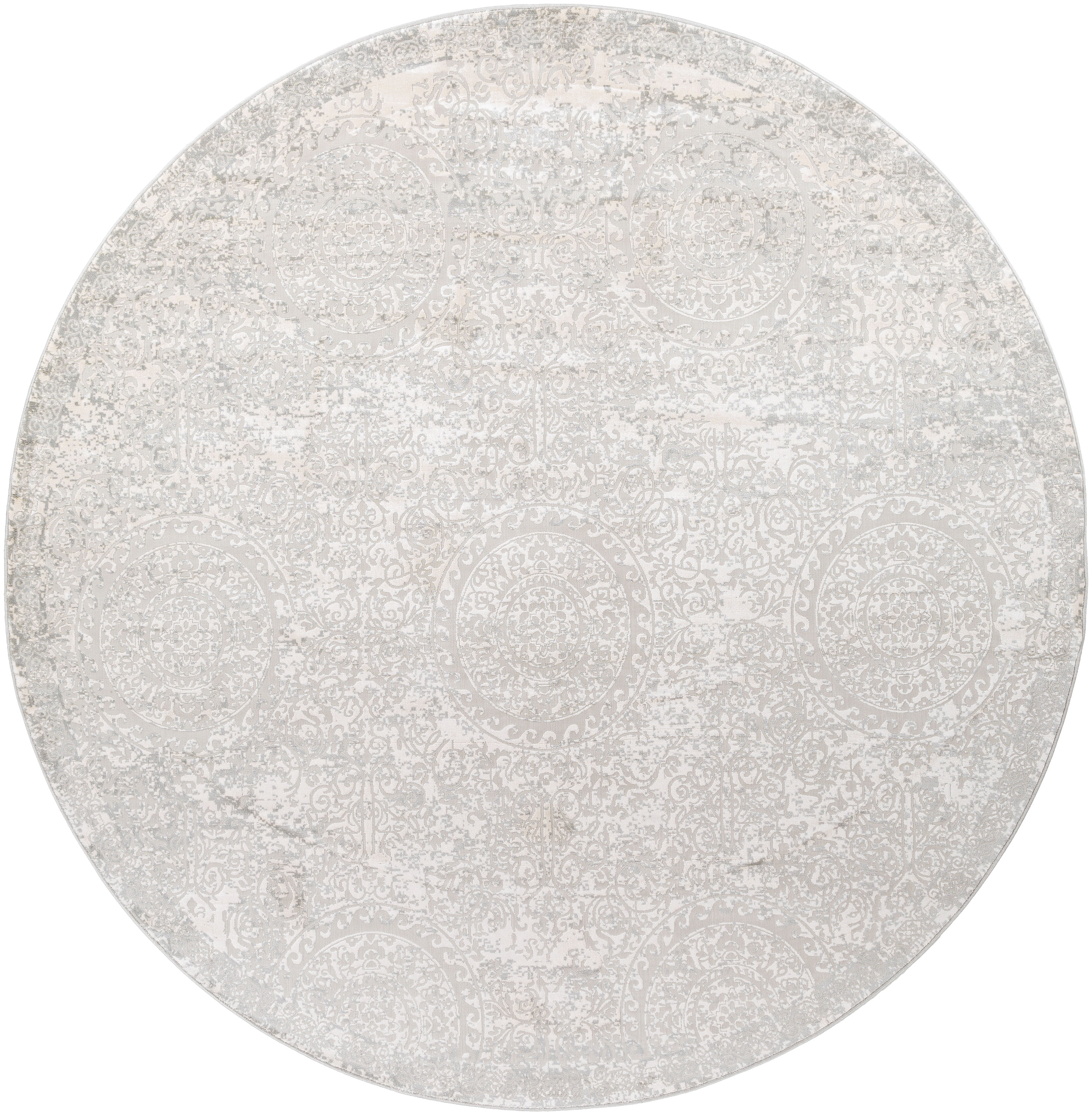 Surya AIS2307-710RD Aisha 8 x 8 (ft) Synthetic Gray Round Indoor Medallion Oriental Area rug
