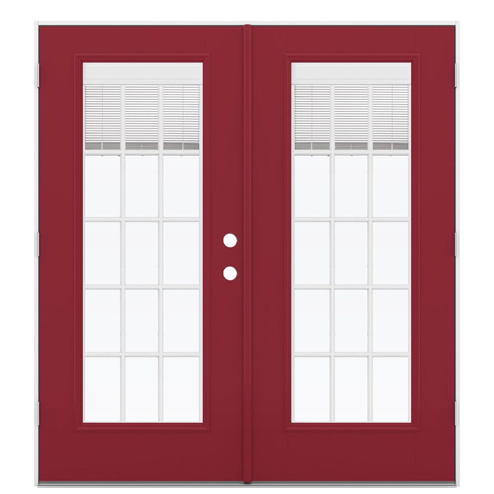 JELD-WEN 60-in x 80-in 4-9/16-in Low-e Bisque Fiberglass French Right-Hand Outswing Double Patio Door
