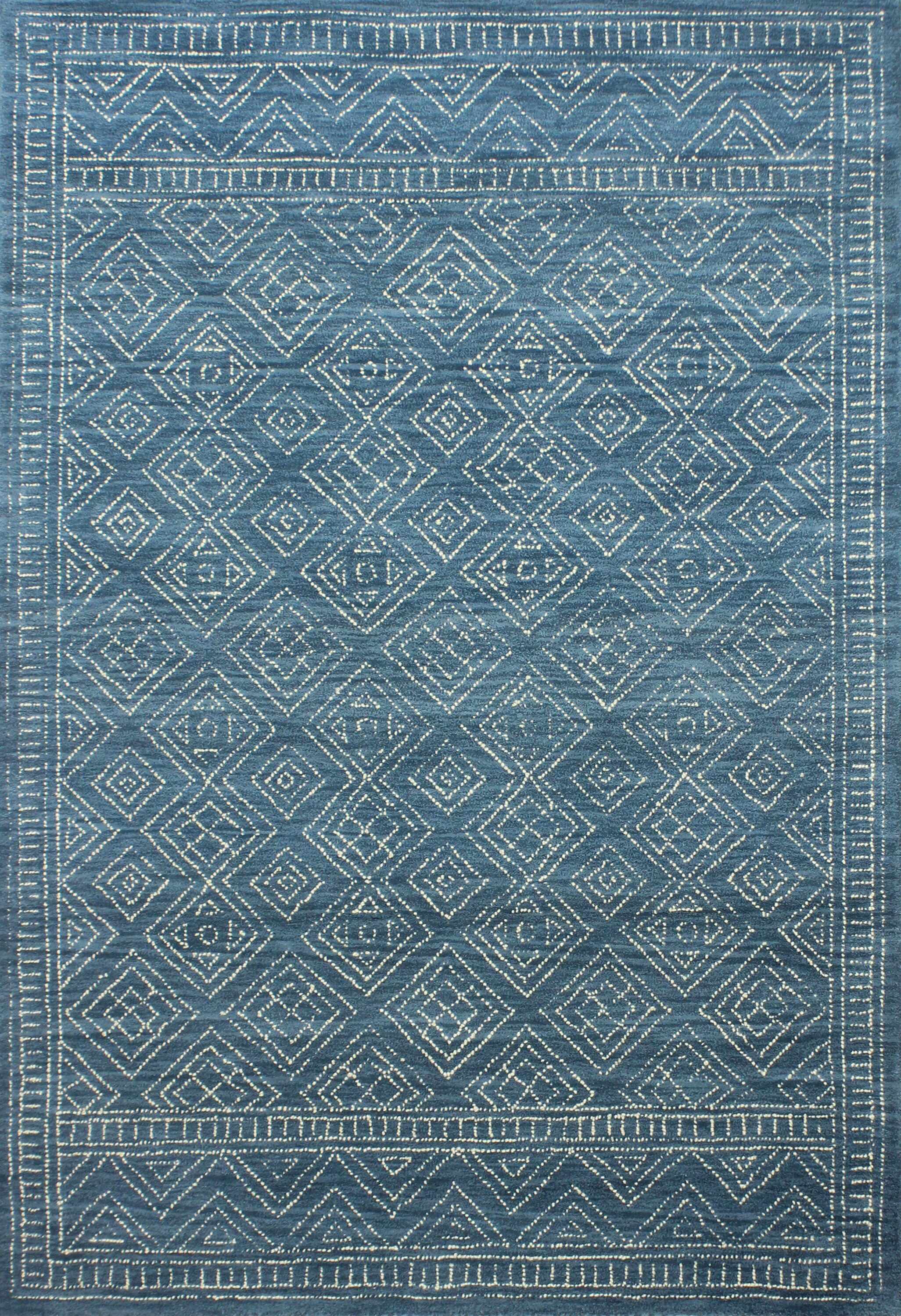 Bashian 649652259147 8 x 10 (ft) Tufted Wool Azure Rectangular Indoor Geometric Moroccan Area rug