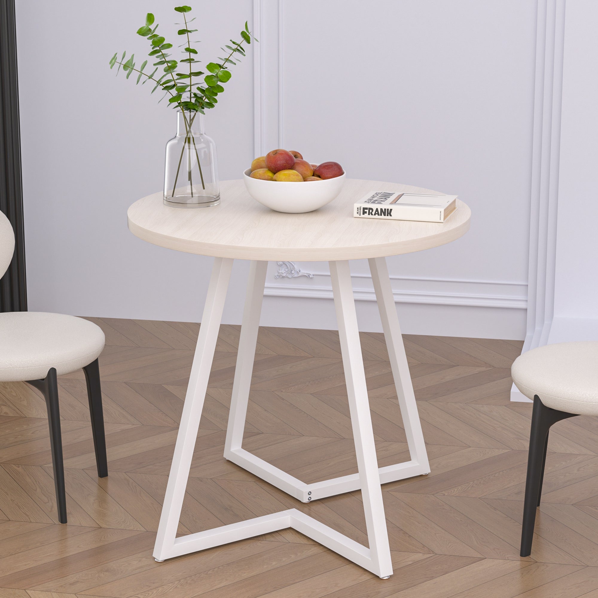 Vecelo LOE-MX-TBL11-90-NTW Round Dining Room Table 2 To 4 Person Kitchen Table For Small Space