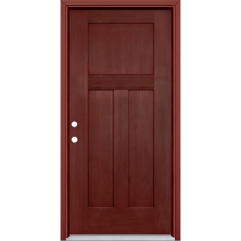 Masonite 62713 Winslow 36-in x 80-in x 4-9/16-in Fiberglass No glass Right-hand inswing Wineberry Stained Prehung Front Door with Brickmould Insulating core