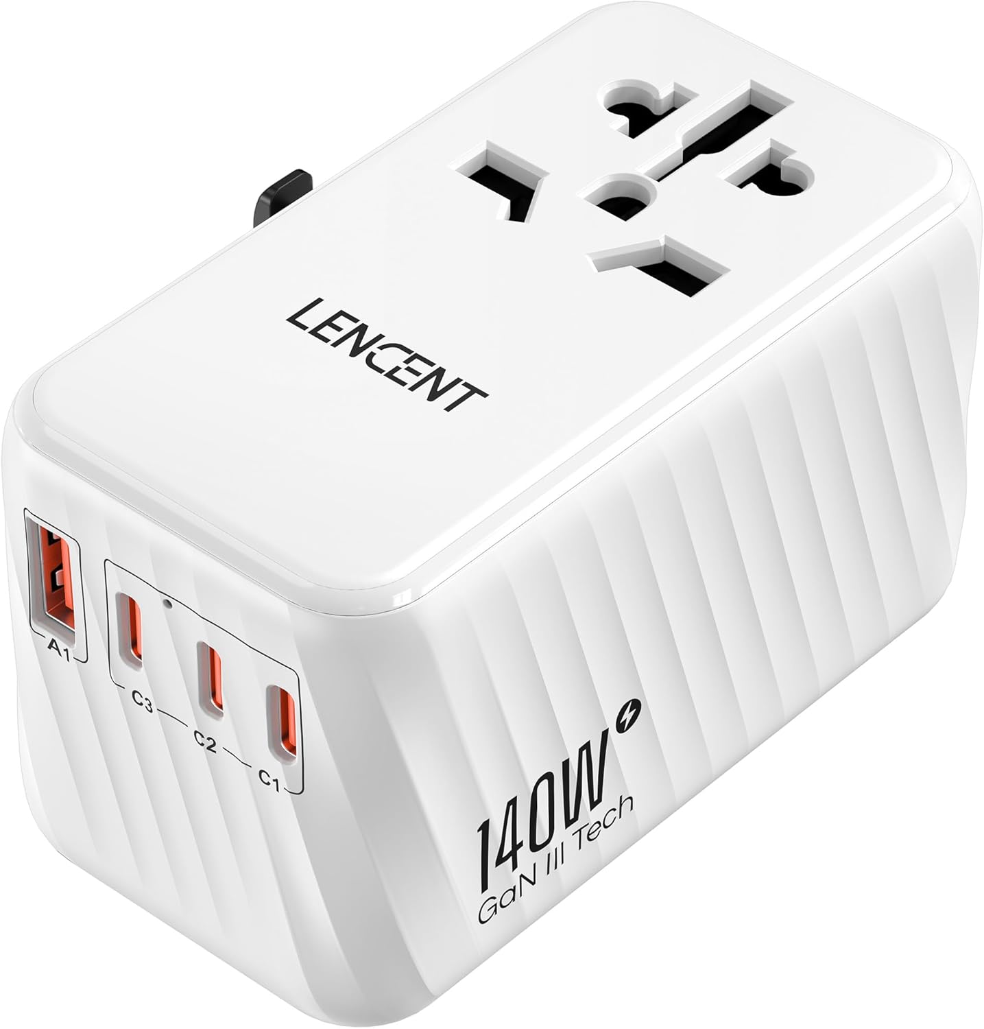 LENCENT 140W Universal Travel Adapter International Plug Adaptor GaN Fast Charger USB A All in One Travel Essentials Worldwide Plug Adapter White #B0D62SRHRR