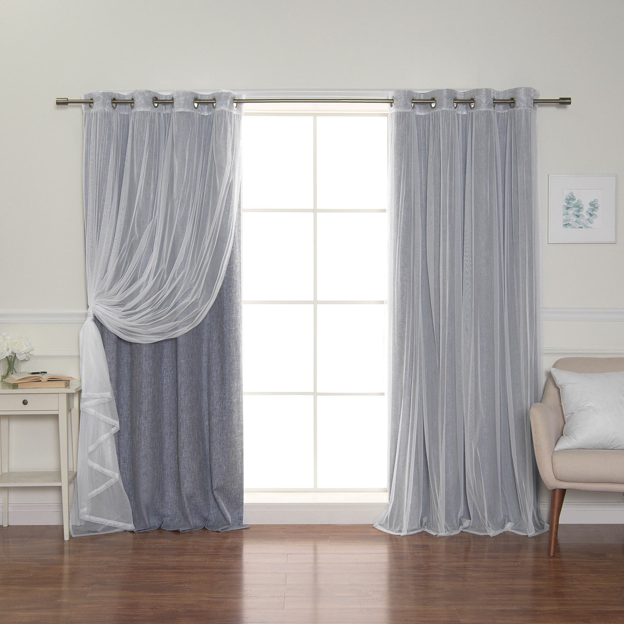 Best Home Fashion 84-in Indigo Blackout Standard Lined Grommet Curtain ...