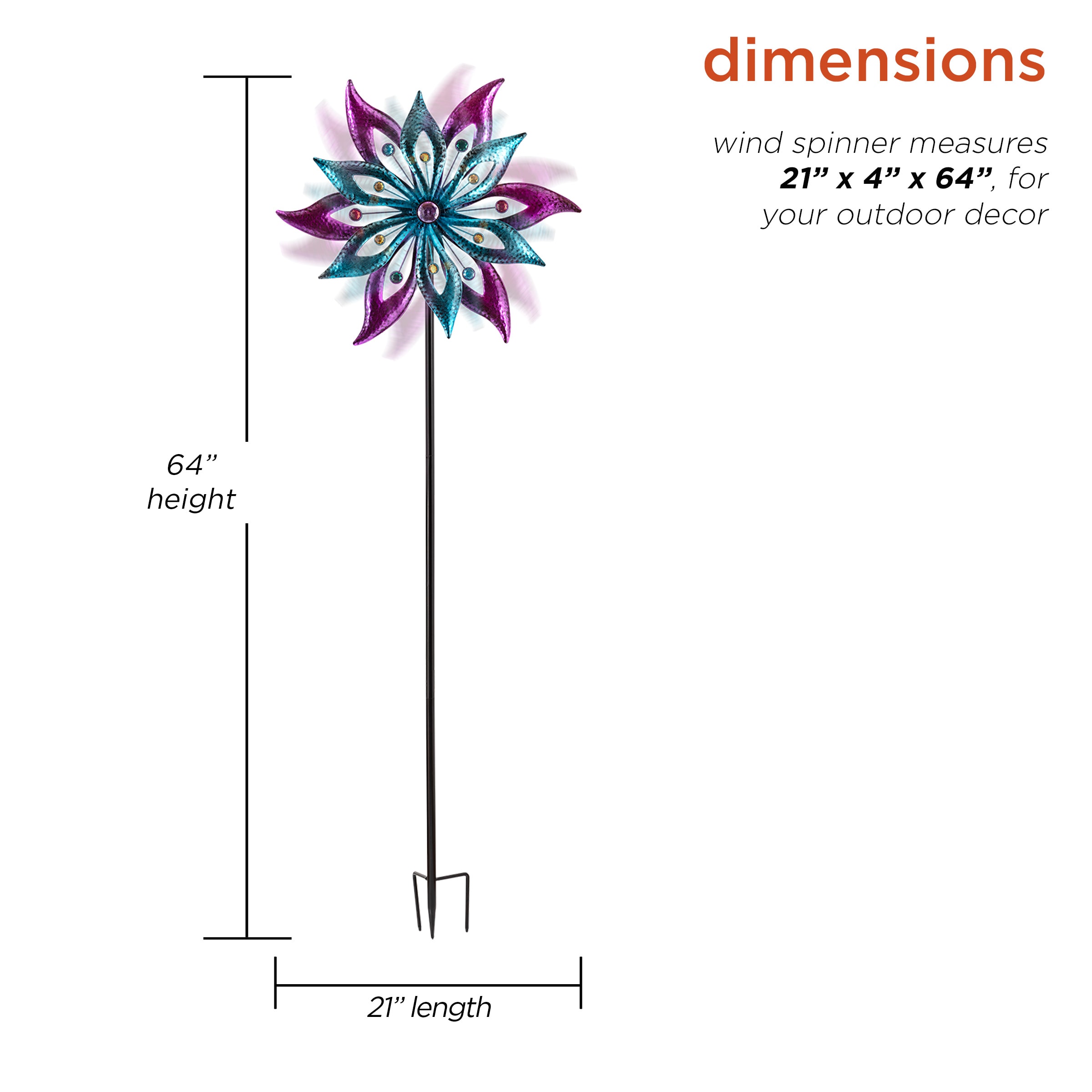 Alpine Corporation 64-in Purple and Aqua Metal Windmill Stake in the ...