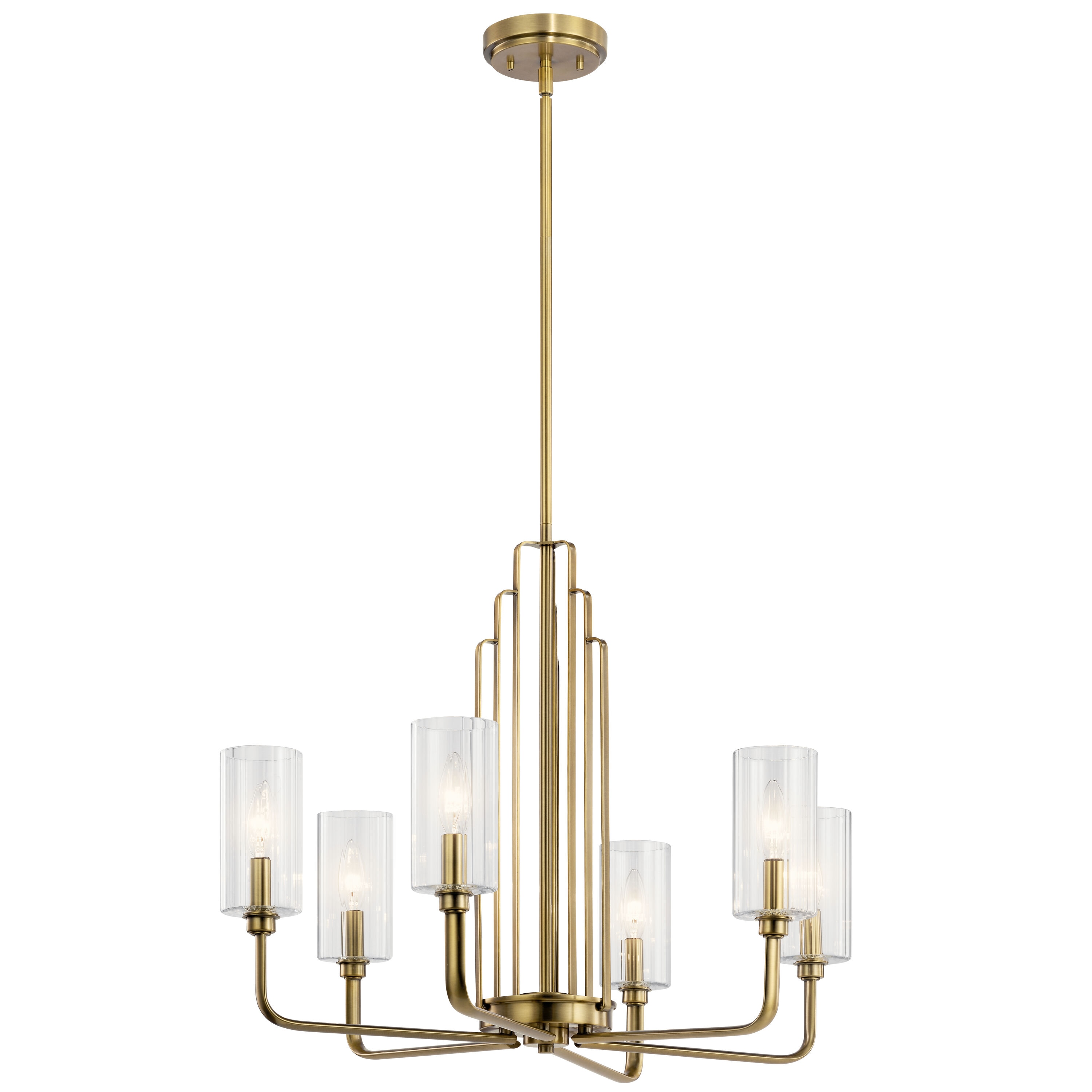 Kichler 52411BNB Kimrose 6 -Light Brass Vintage For Use in Bedrooms, Dining Rooms, Foyers, Kitchens, Living Rooms Chandelier