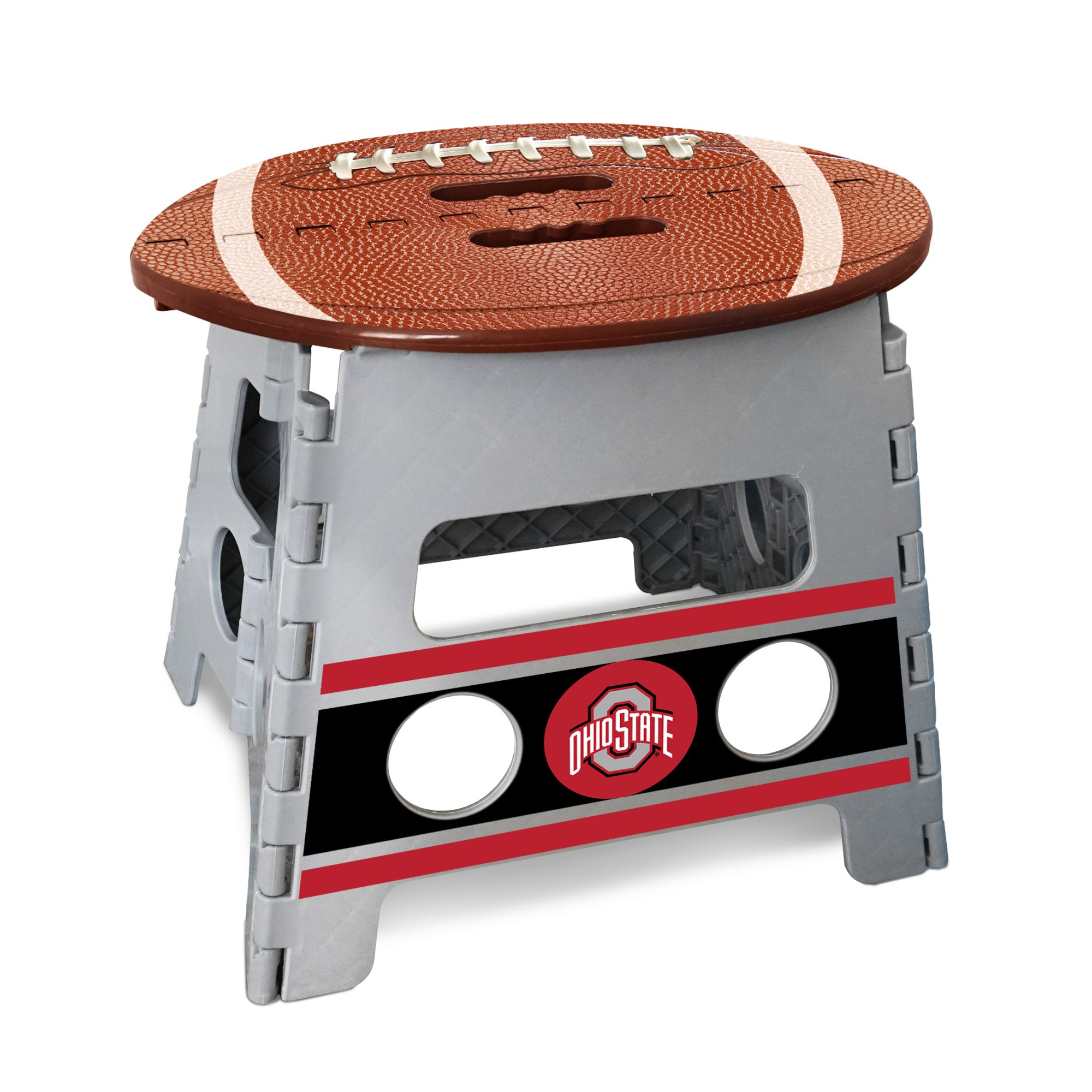 FANMATS 24565 Ohio State Buckeyes 1-Step 250 lbs. Capacity Gray Plastic Foldable Step Stool