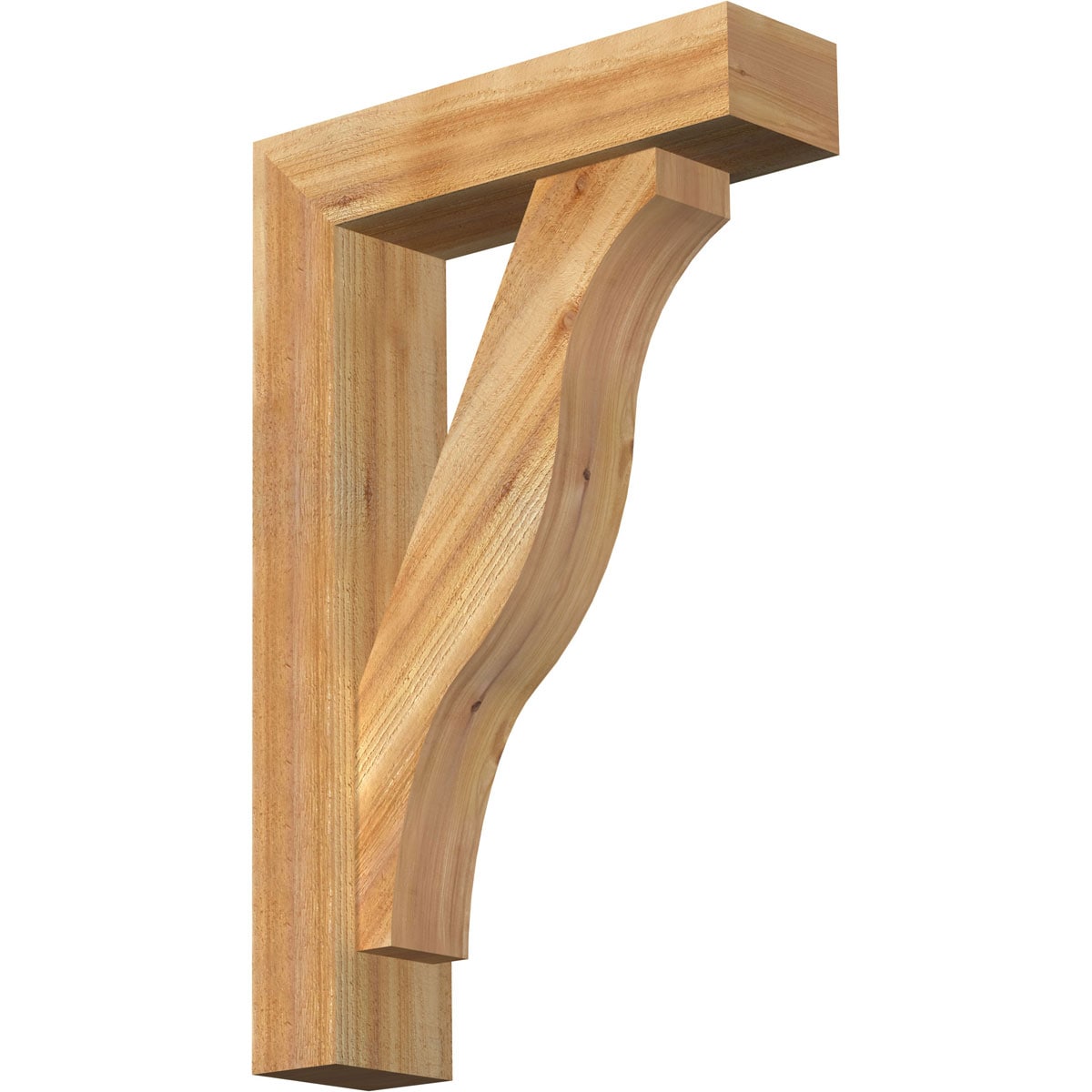 Ekena Millwork 1462244 Funston Block Rough Sawn Bracket with Offset Brace 6-in x 22-in x 34-in Western red cedar Brown Wood Standard bracket