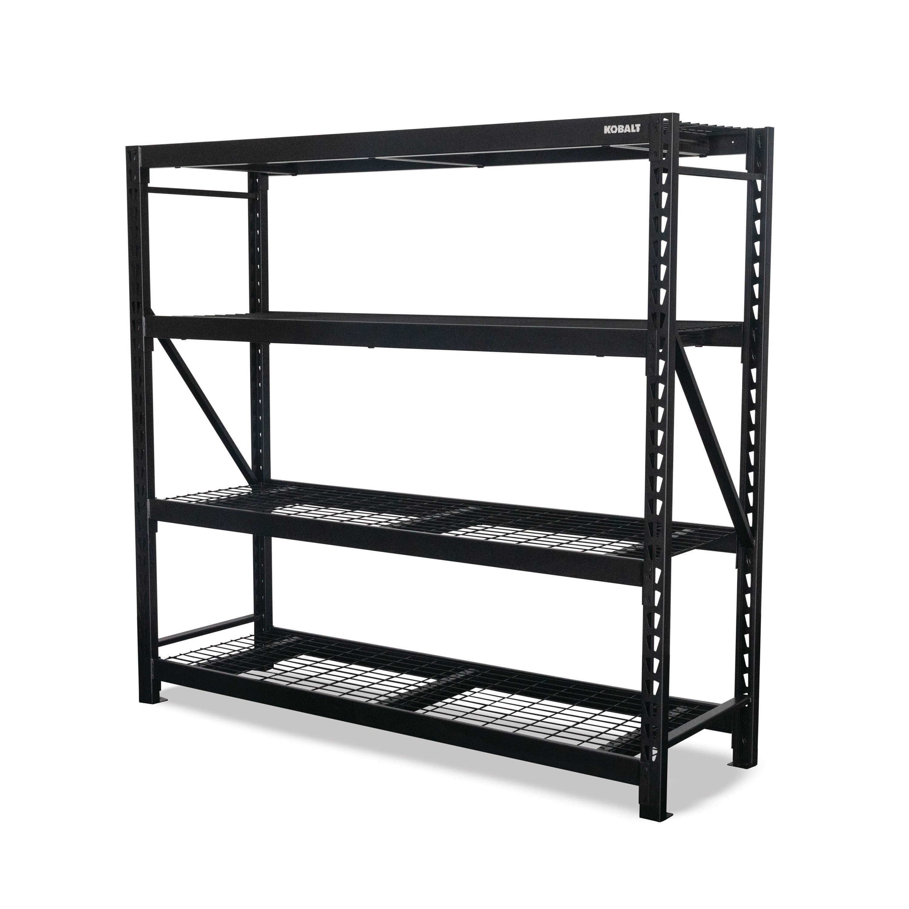 Kobalt 52238 Steel Heavy Duty 4 -Tier Utility shelving unit ( 77.00-in W x 24-in D x 72-in H ) ( Black , ( 1500-lb lbs. Capacity Per Shelf )
