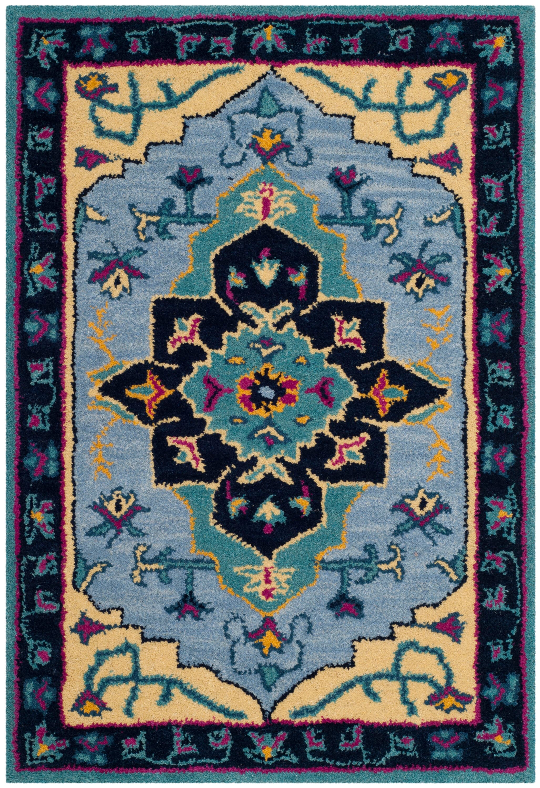 Bellagio Light Blue and Multi Wool Tufted Area Rug