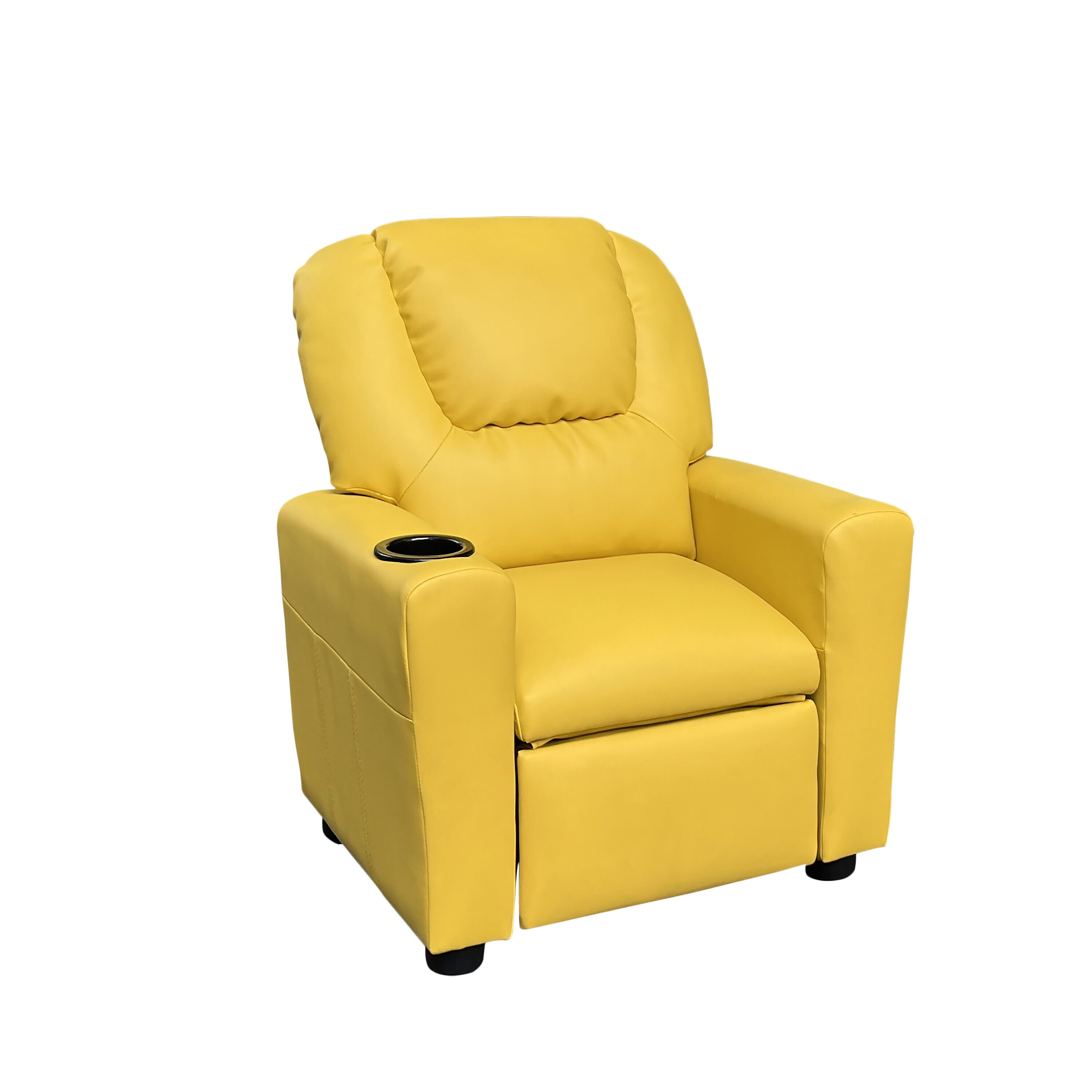 LOVMOR SF-M-B061110703 Marisa 23Inch Yellow PU Leather Kids Recliner Chair with Cupholder