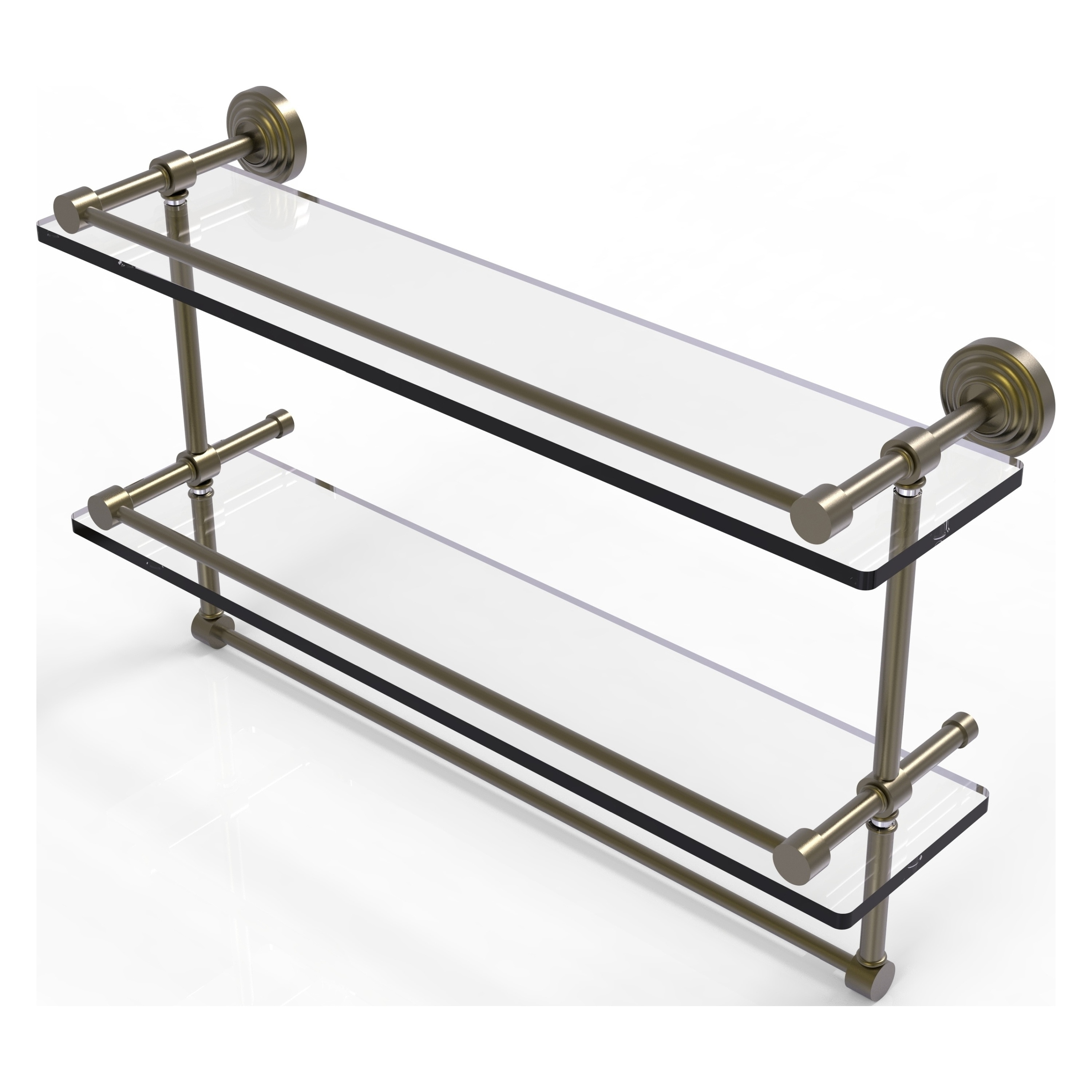 Allied Brass WP-2TB/22-GAL-ABR Waverly Place Antique Brass 2 -Tier Wall mount Bathroom Shelf ( 22-in x 12-in x 5-in )