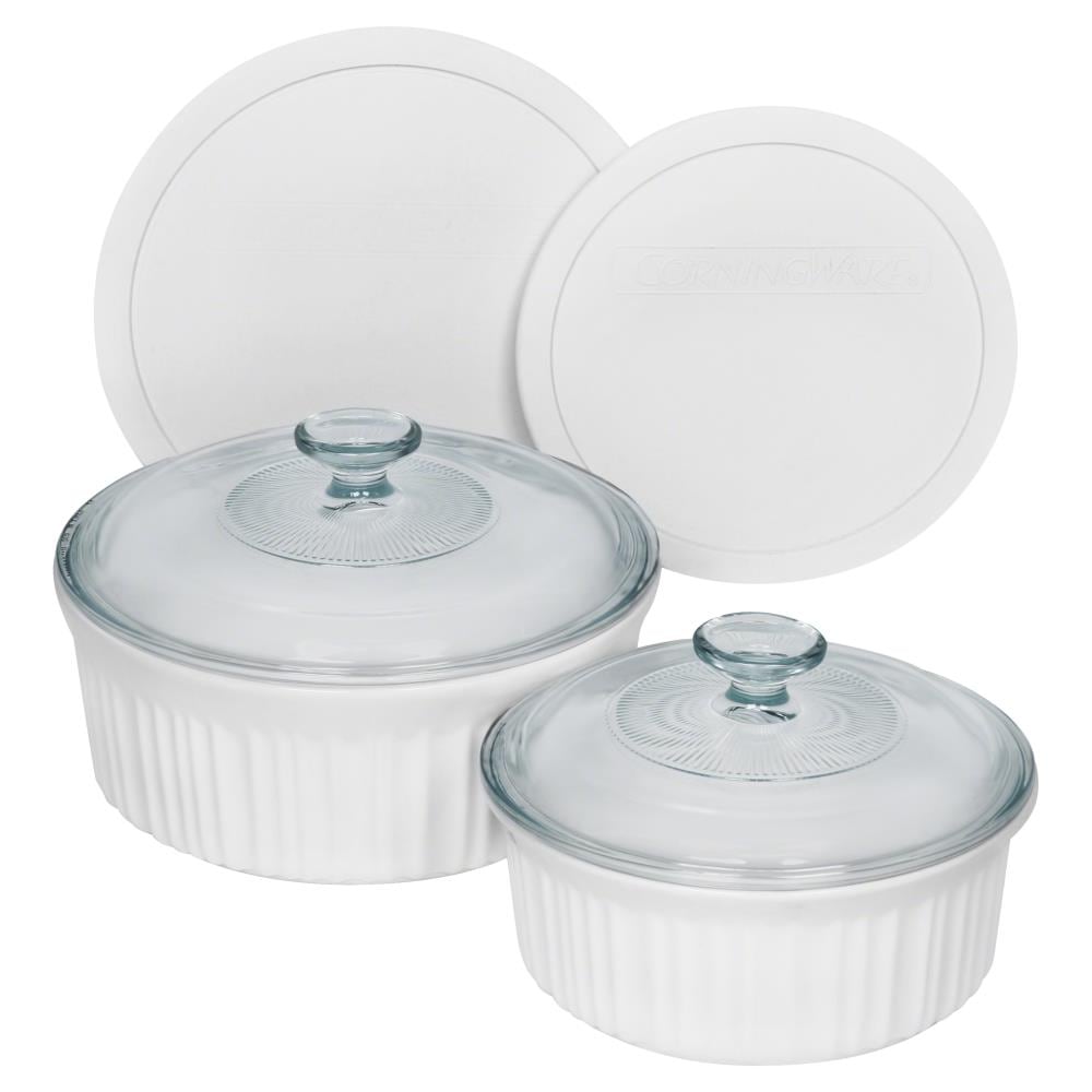 CorningWare French White 10-Pc Ceramic Bakeware Set with Lids