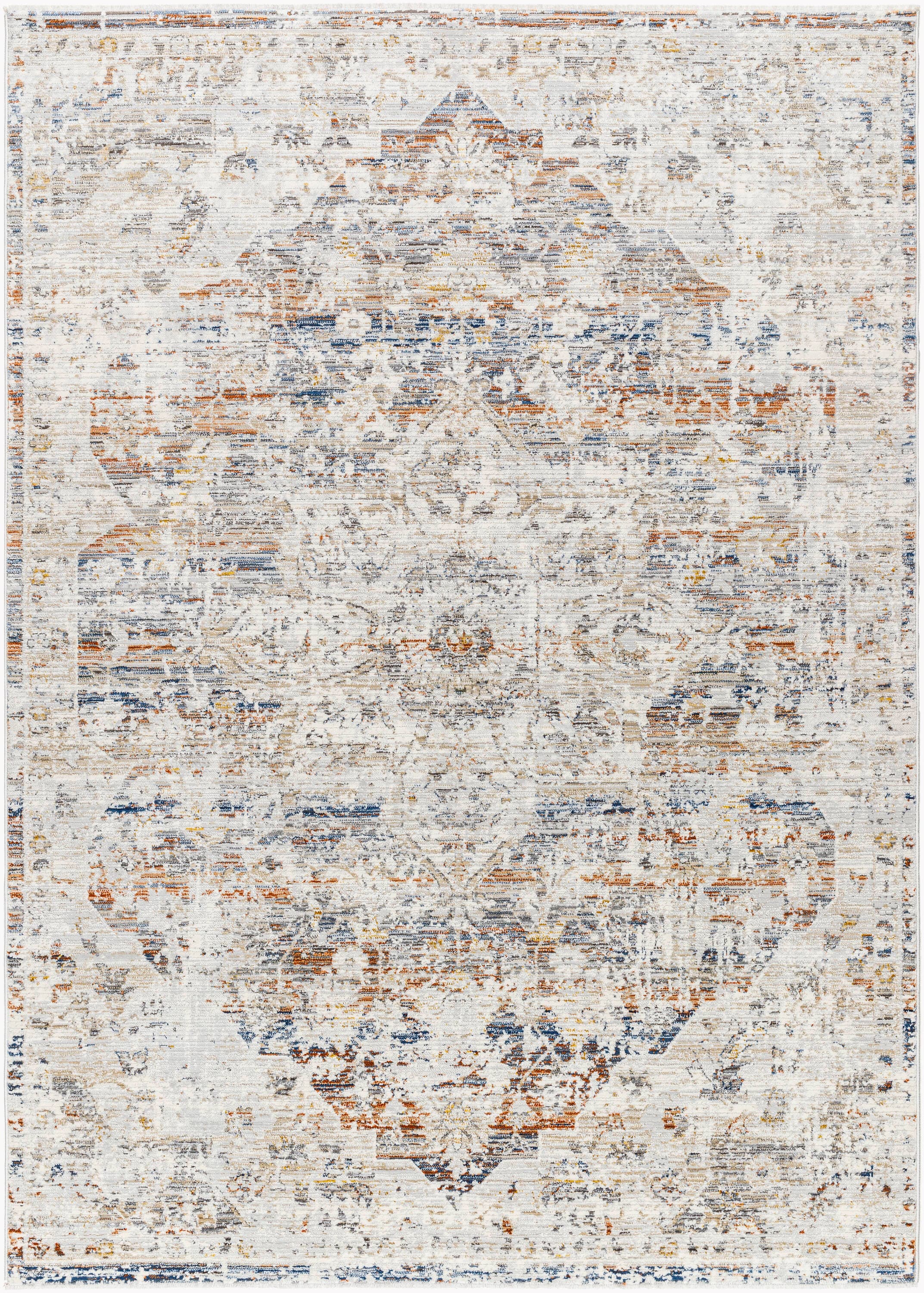 Livabliss EDO2300-71010 Edmonton 7 x 10 (ft) Flatweave Polyester/Polypropylene Cream/Light Gray Rectangular Indoor Vintage Area rug