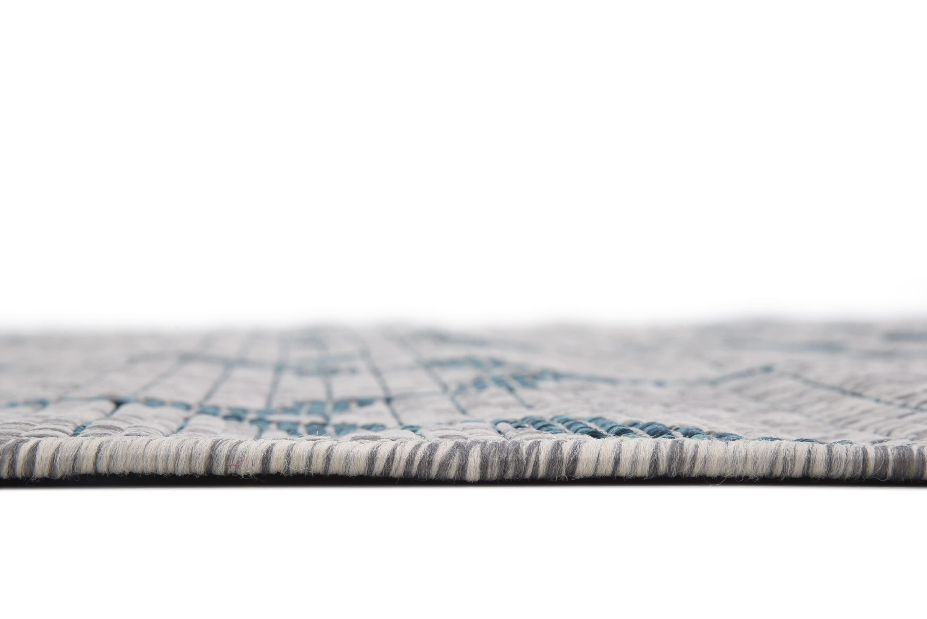 Gray and Blue Synthetic Outdoor Trellis Rug, 4' x 6'