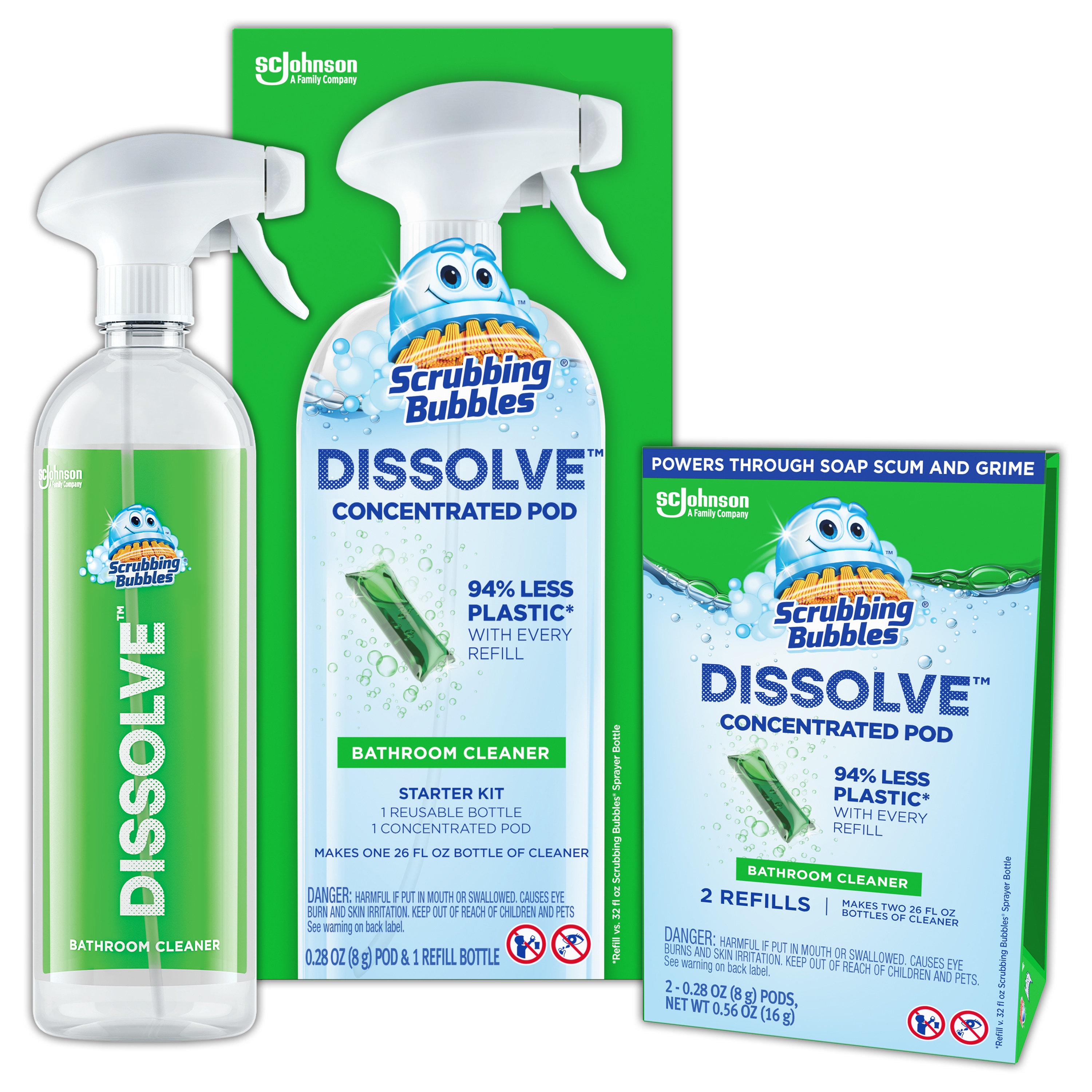 Scrubbing Bubbles Dissolve Concentrated Pod Bathroom Cleaner, Starter Kit,  1 Reusable Bottle, 1 Concentrated Dissolvable Pod 