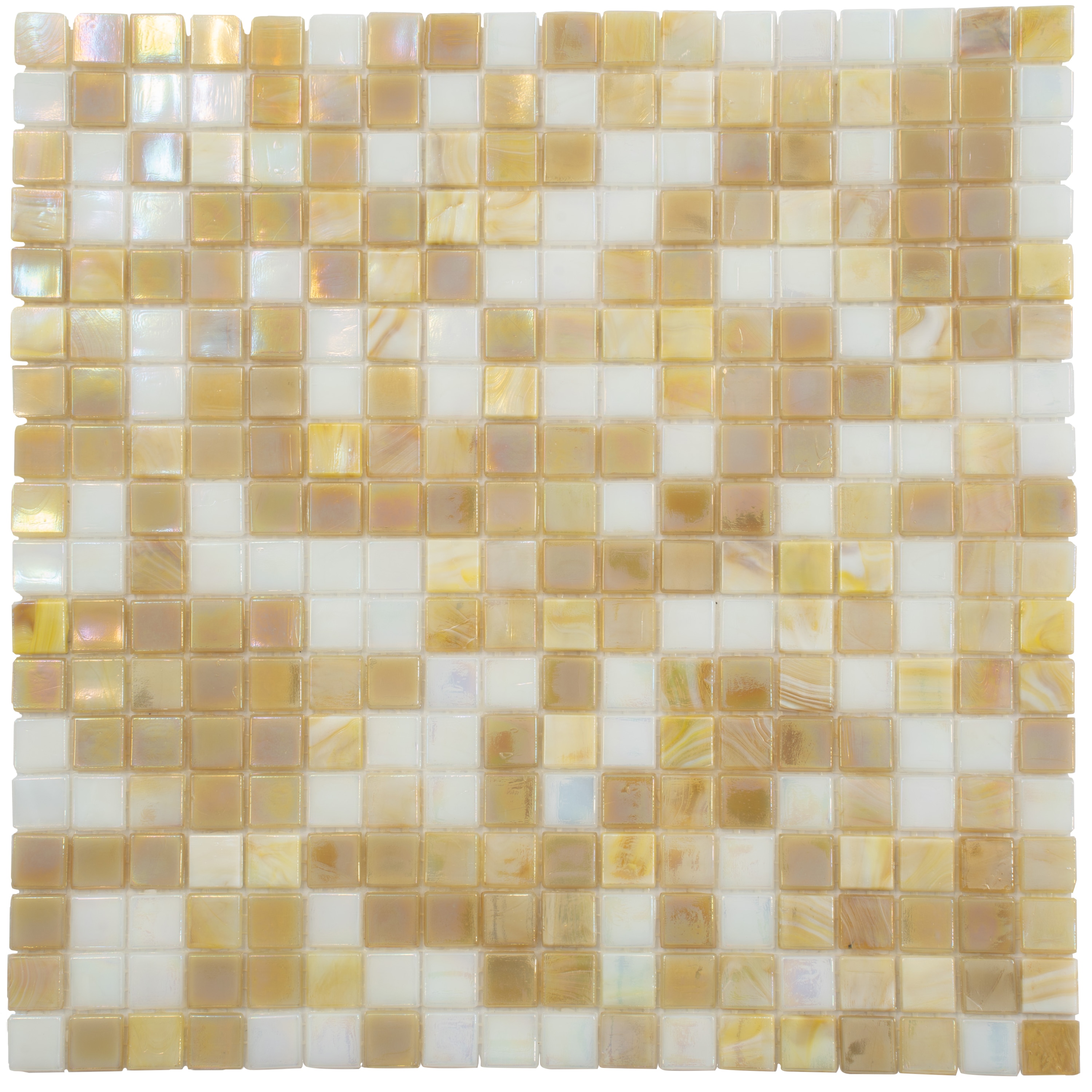 Apollo Tile MIX1588BG336A Mingles Yellow Gold and White 11-1/2-in x 11-1/2-in Glossy Glass Mosaic Floor and Wall Tile (18.69-sq. ft/ Carton)