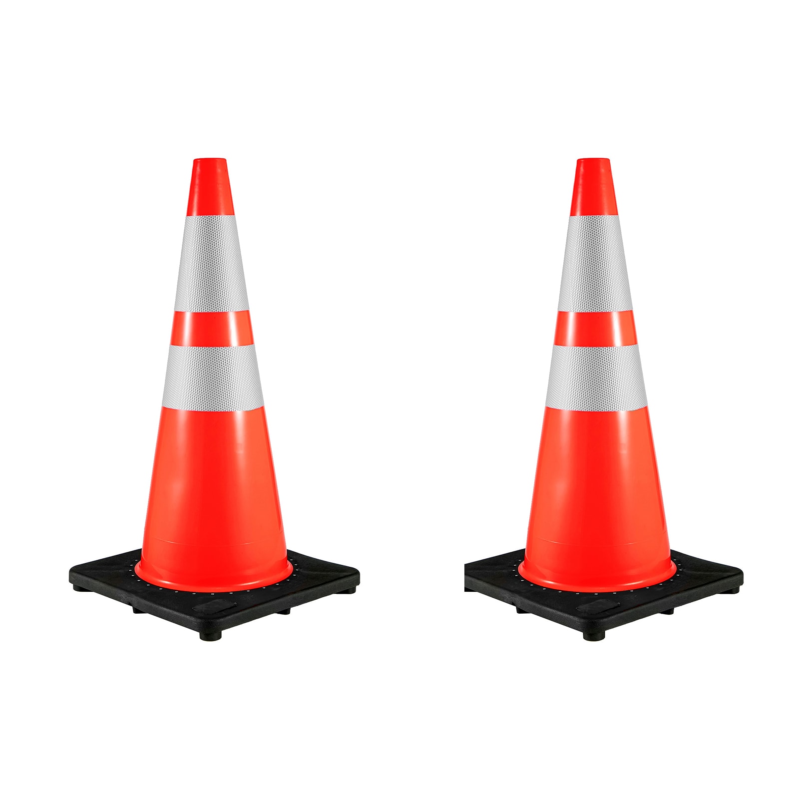 GIVIMO 6-pc 36-in Traffic Cones with Reflective Collars Weighted Black Base PVC Orange Construction Cones for Hazard Marking