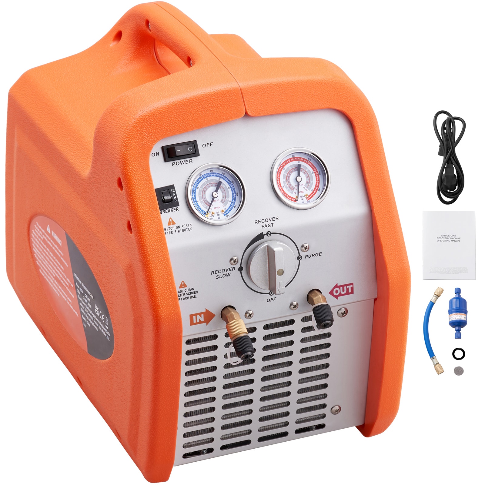 VEVOR 3/4 HP Refrigerant Recovery Machine - Portable AC Recovery Machine with High Pressure Protection  120V 60Hz Refrigerant Recycle Machine HVAC for Car Air Conditioning  Vapor Liquid Refrigerant