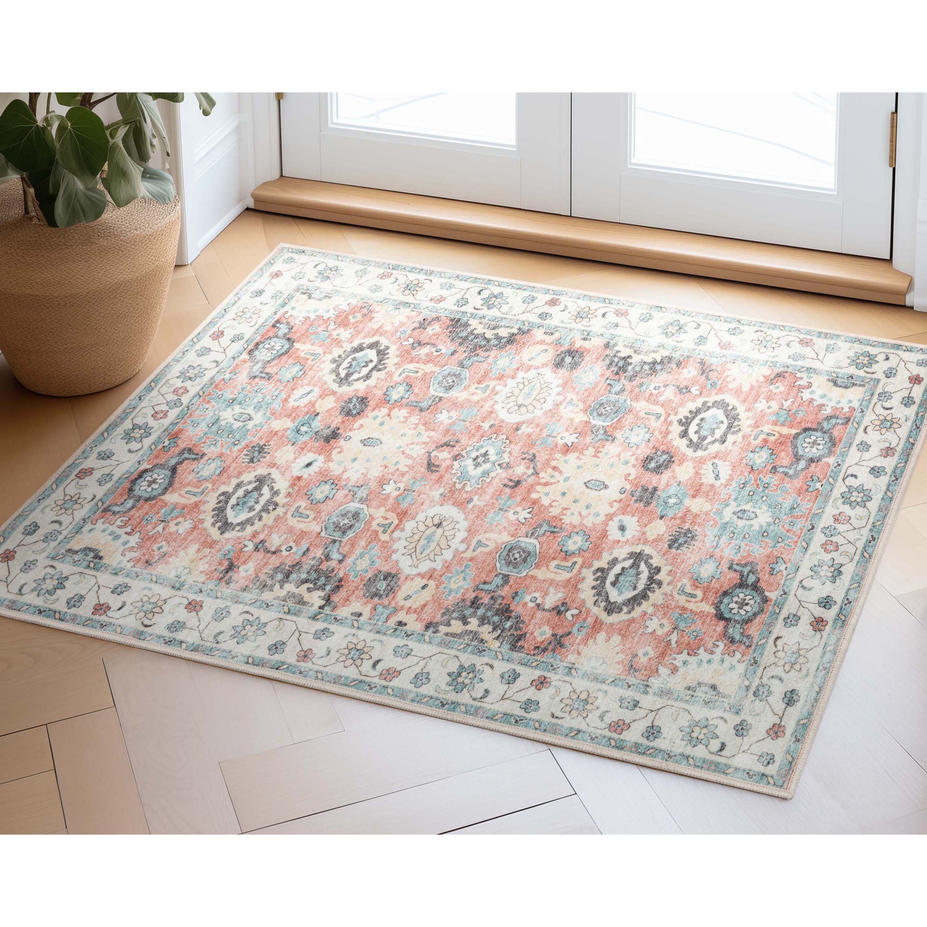 Well Woven EBP-30-3 Elle Basics 2 x 3 (ft) Flatweave Polyester Coral Rectangular Indoor Floral/Botanical Oriental Area rug