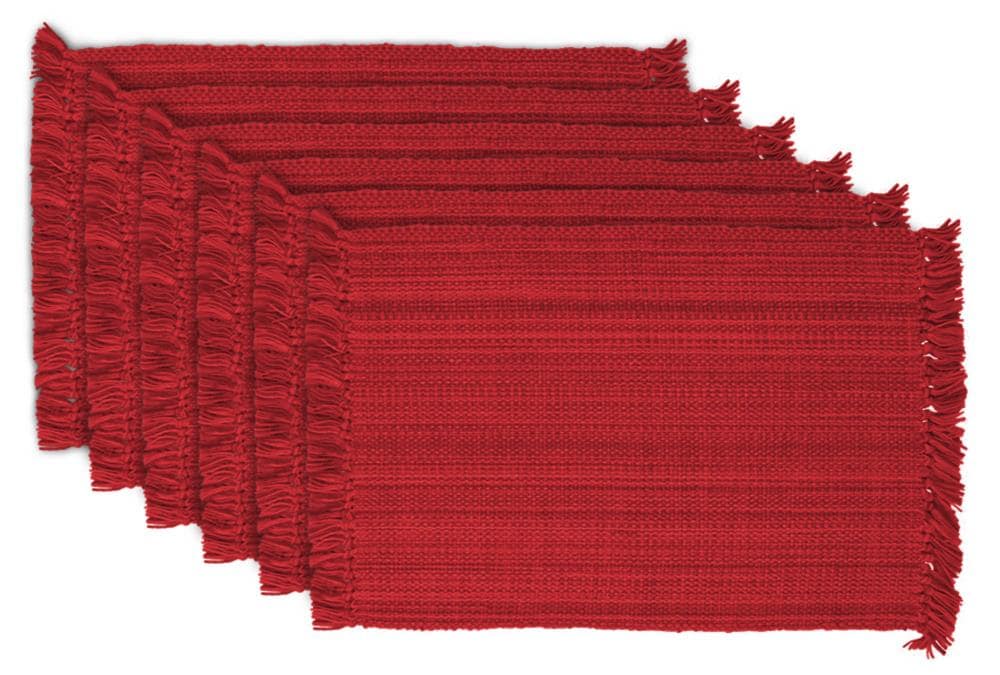 DII CAMZ34371 6-Pack Tango Red Wicker Rectangle Placemats