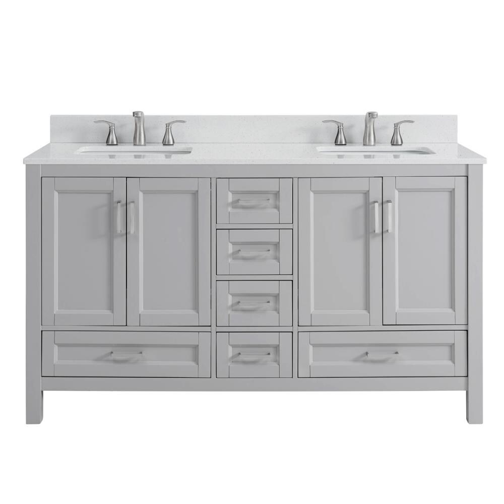 Durham 60-in Light Gray Double Sink Bathroom Vanity with Terrazzo Engineered Stone Top