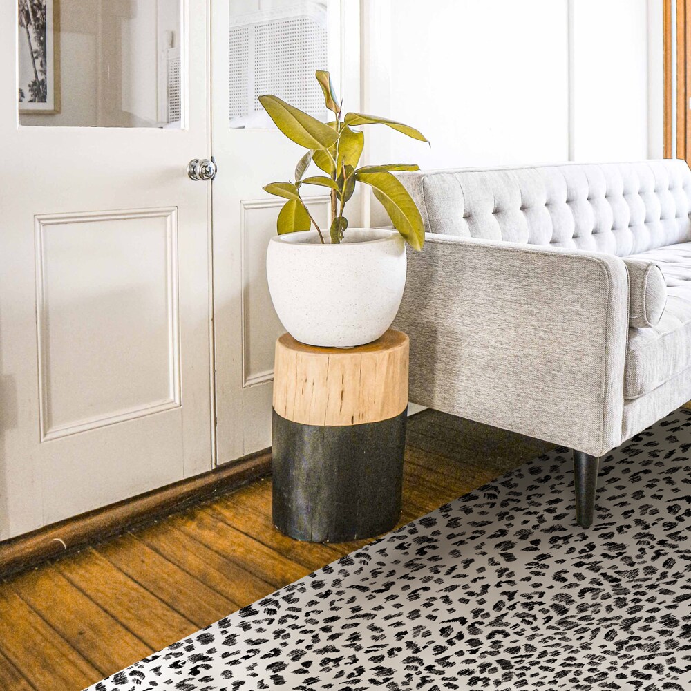 Tempaper Animal Print Vinyl Rug - 48 Round - Black and White