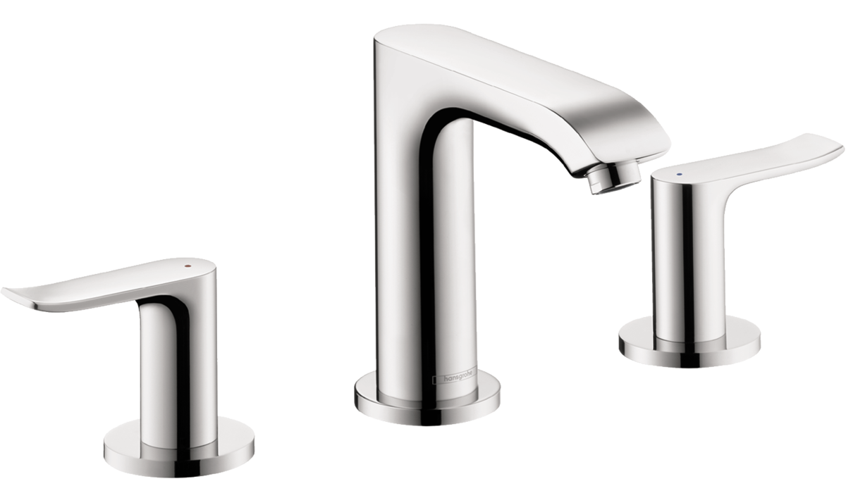 Hansgrohe 31124001 Metris Chrome Widespread 2-handle WaterSense Mid-arc Commercial/Residential Handle Bathroom Sink Faucet with Drain