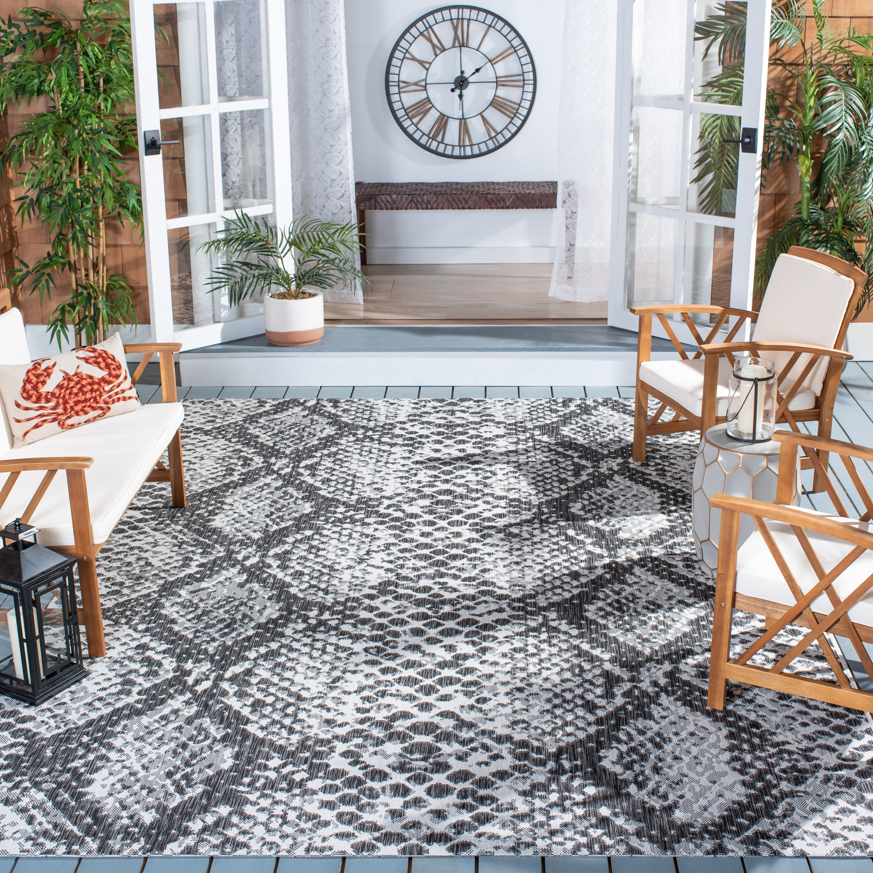 Safavieh - Courtyard Cy8162-53712 Grey Black 9 x 12 Rectangular Area rug