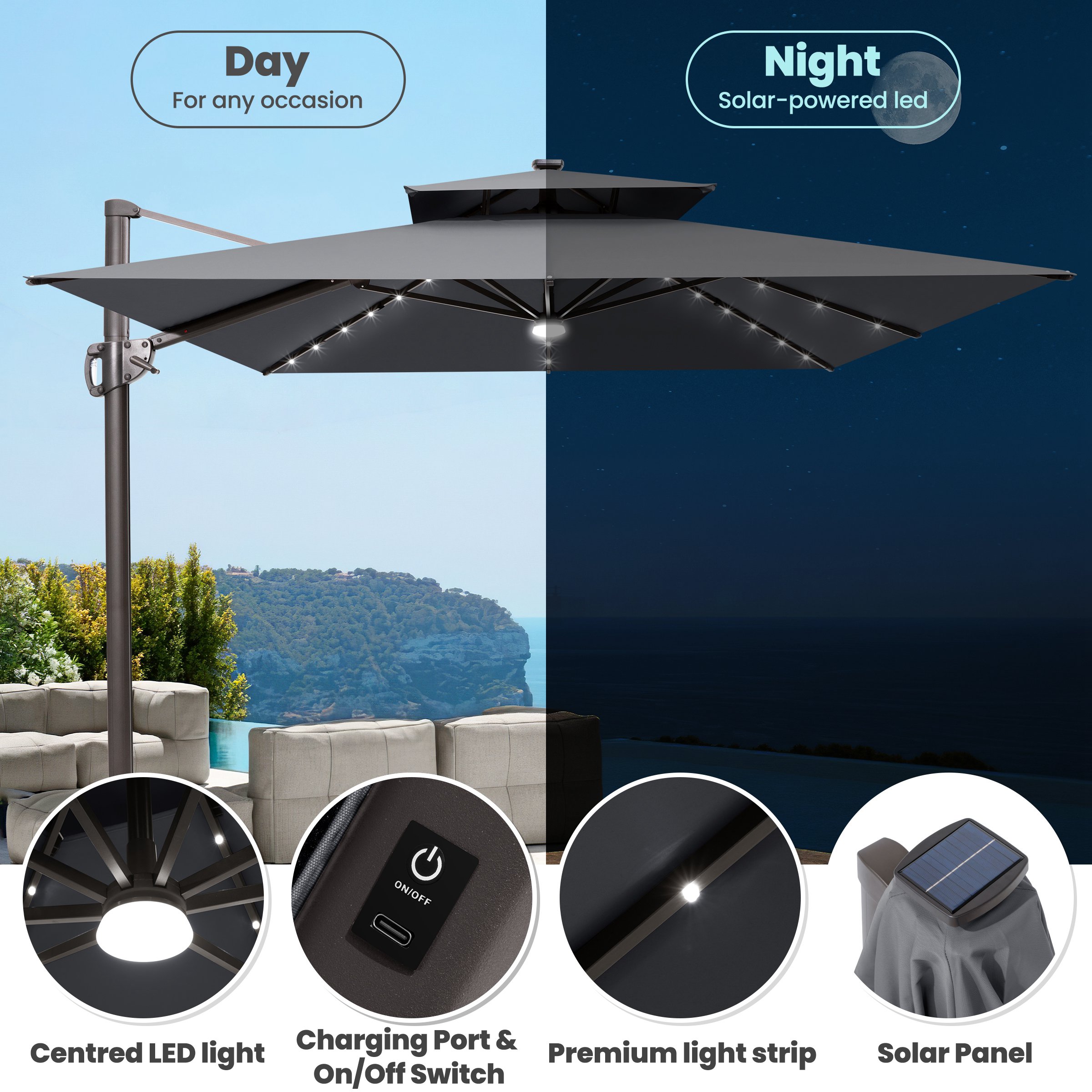 Crestlive Products CL-PU038DGY-UB008BLK Umbrellas-2 - View #4