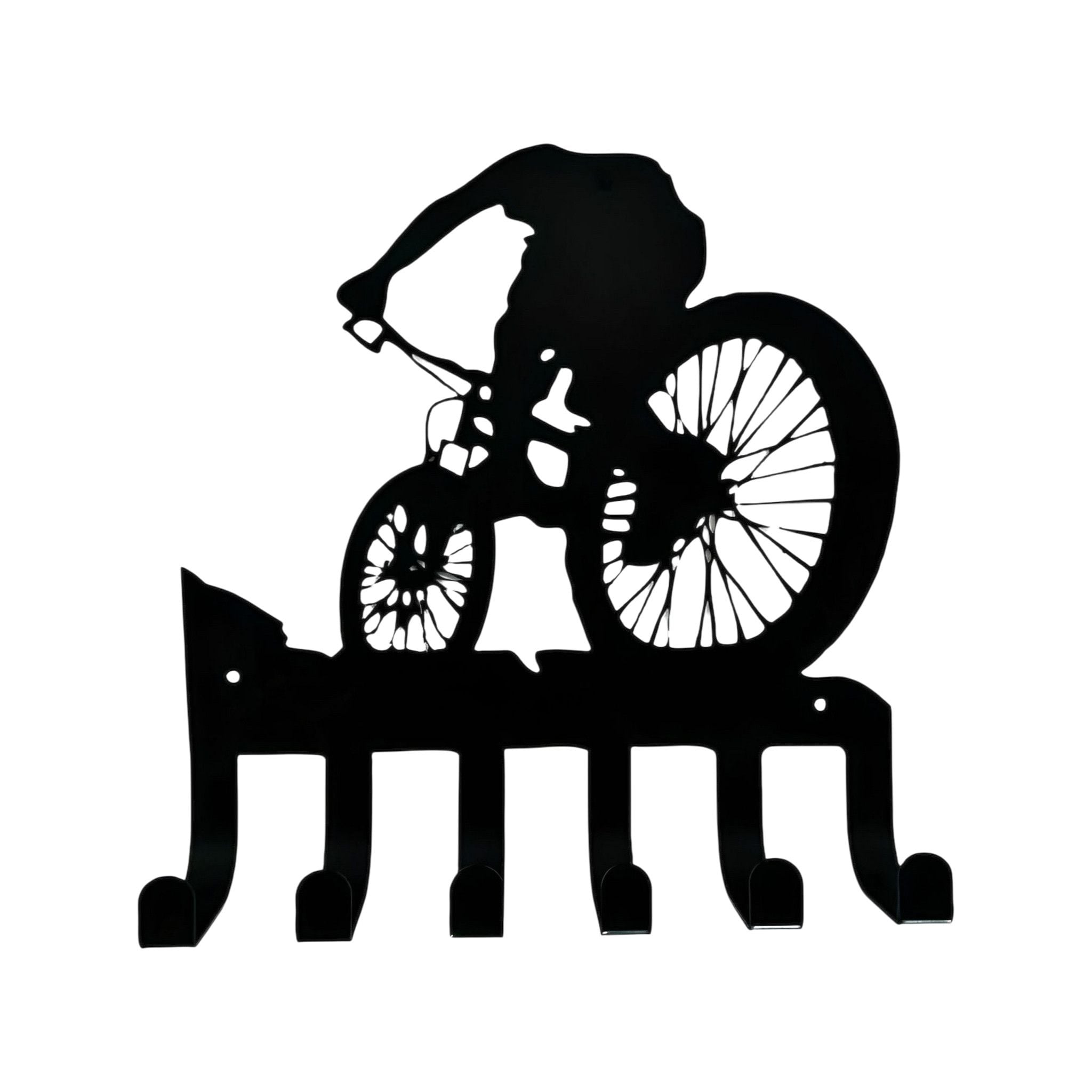 Slickblue 1Pc 6 Hook Black Mountain Biker Rider Bicycle Silhouette Decorative Wall Hook for Entryway Bedroom Garage Office and Recreation Space 7.87 in W x 8.46 in H