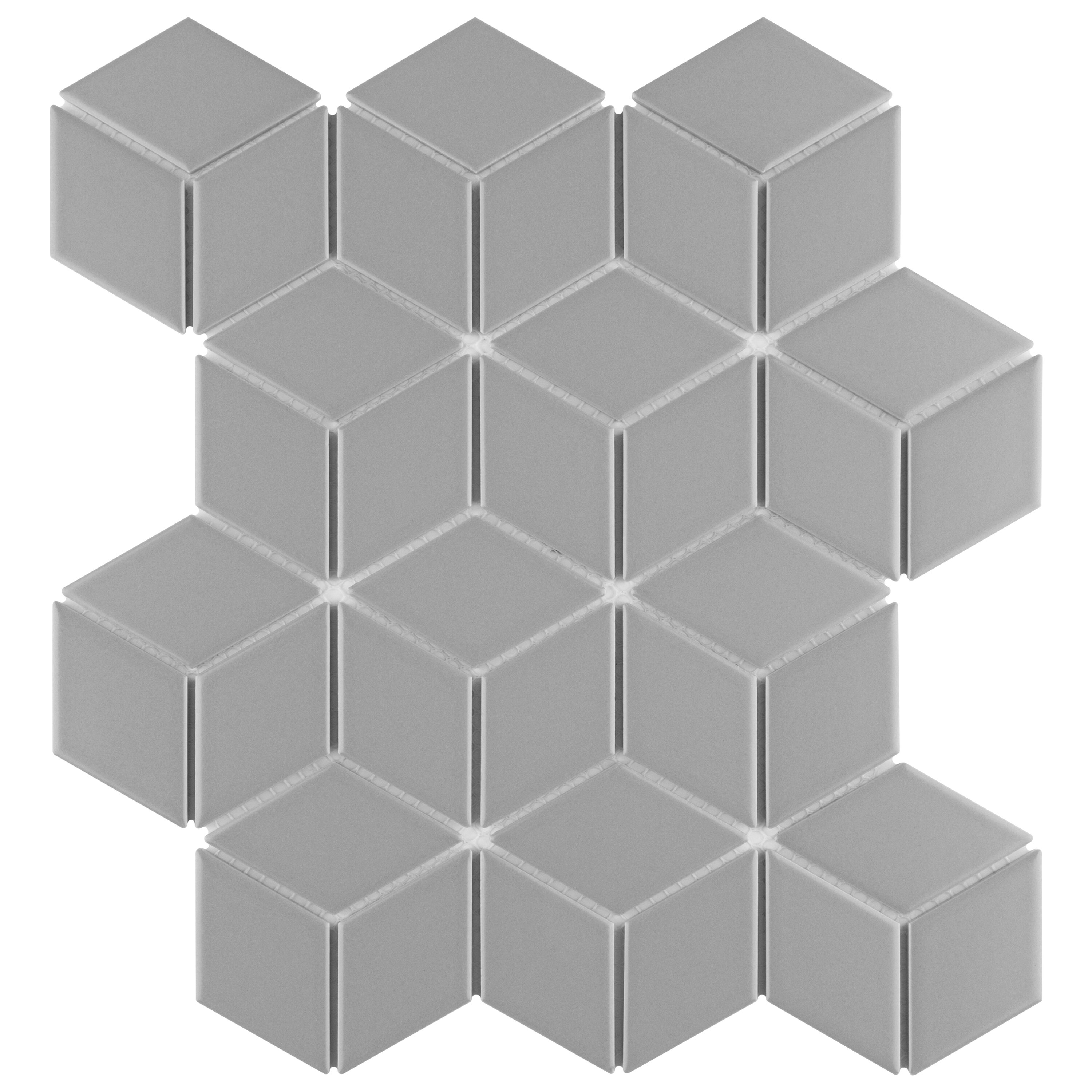 Affinity Tile S1FMTRHOML (Sample) Metro Rhombus Matte Light Grey 7-in x 7-in Matte Porcelain Diamond Mosaic Thinset Mortar Tile